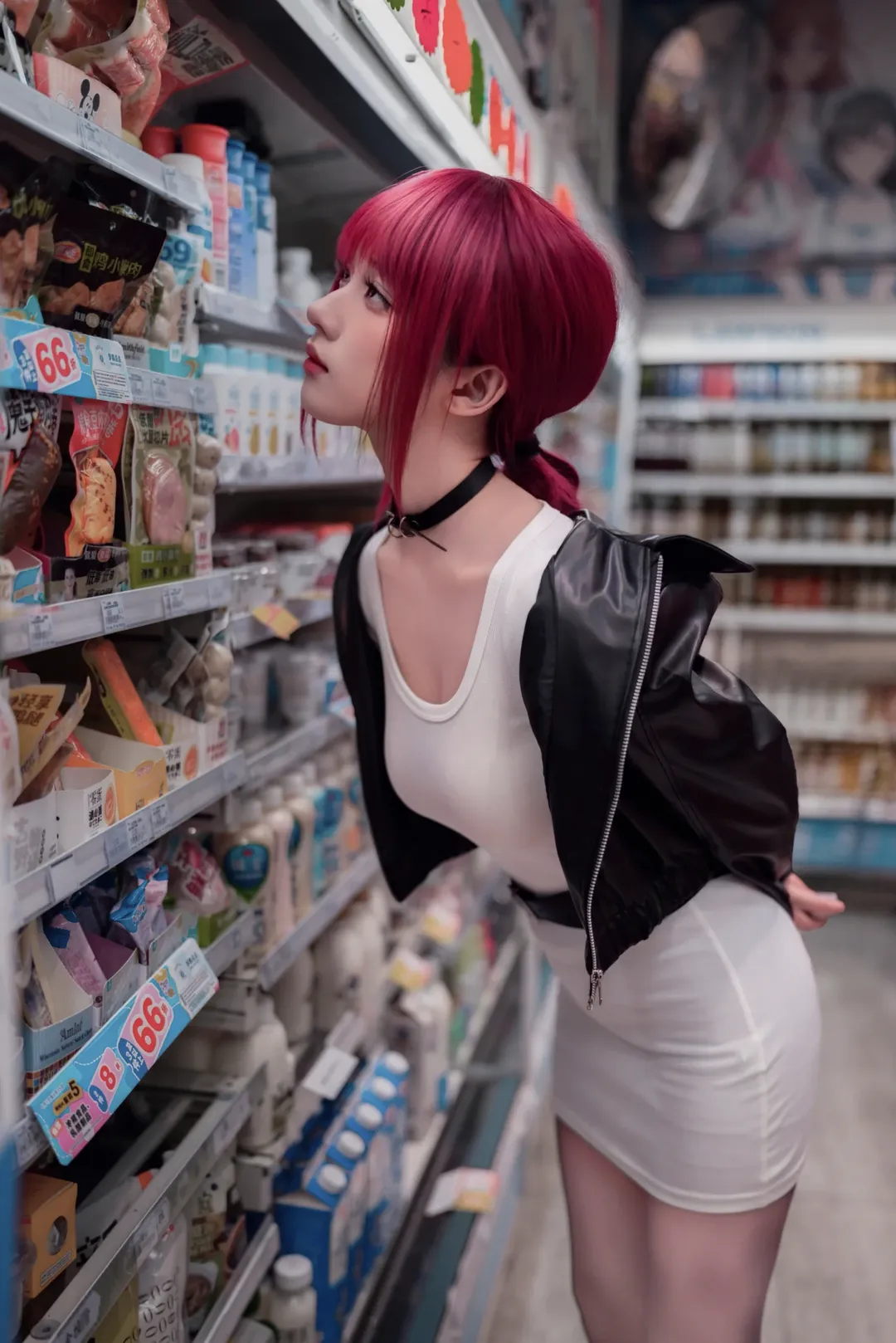 【田山小姐cos】夜色街頭裡的呑雲吐霧，這身皮衣配短裙太有感覺了 - 第 6 張