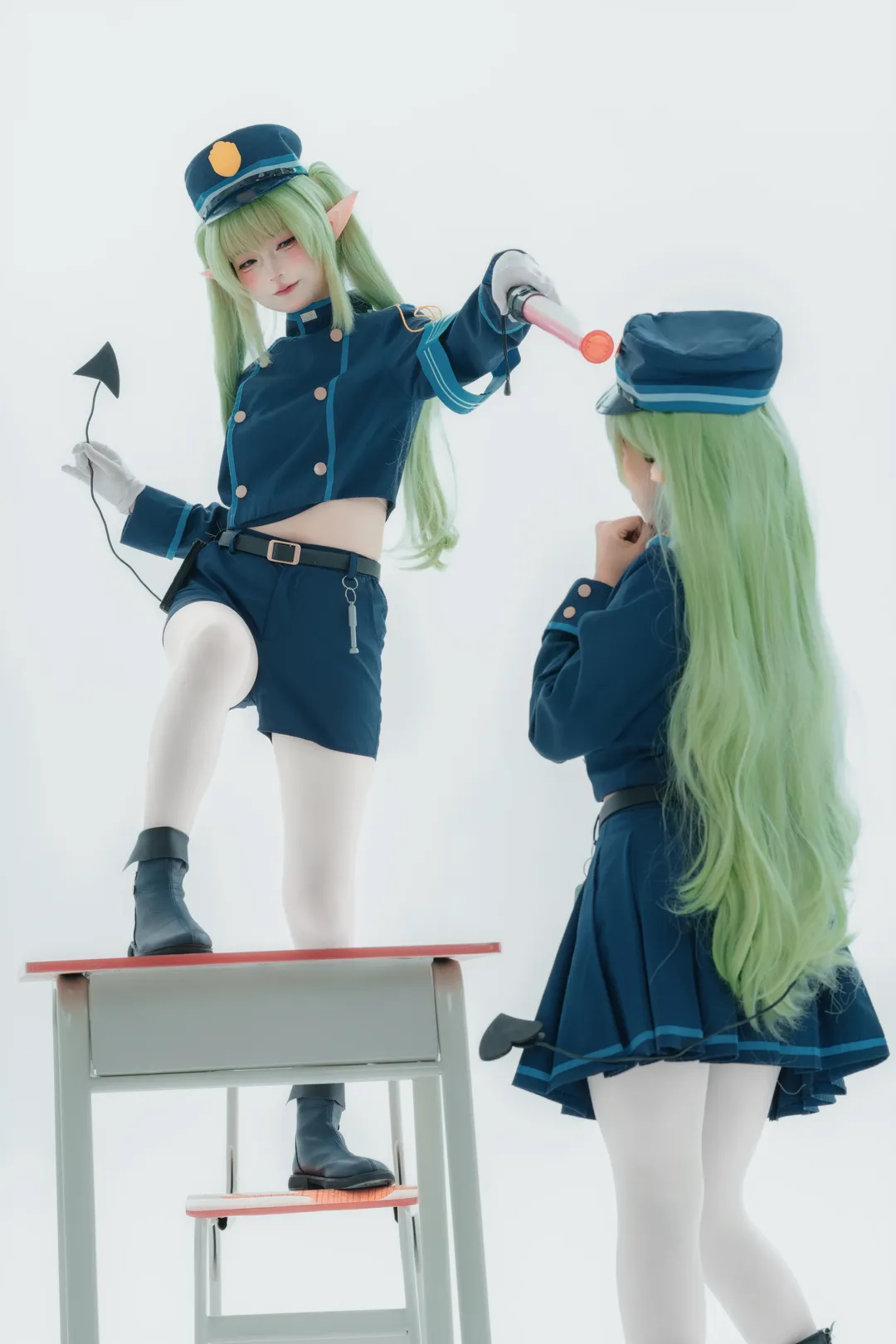 【铁道双子cos】蔚蓝档案双子制服搭配白丝拍摄心得 - 第 1 张