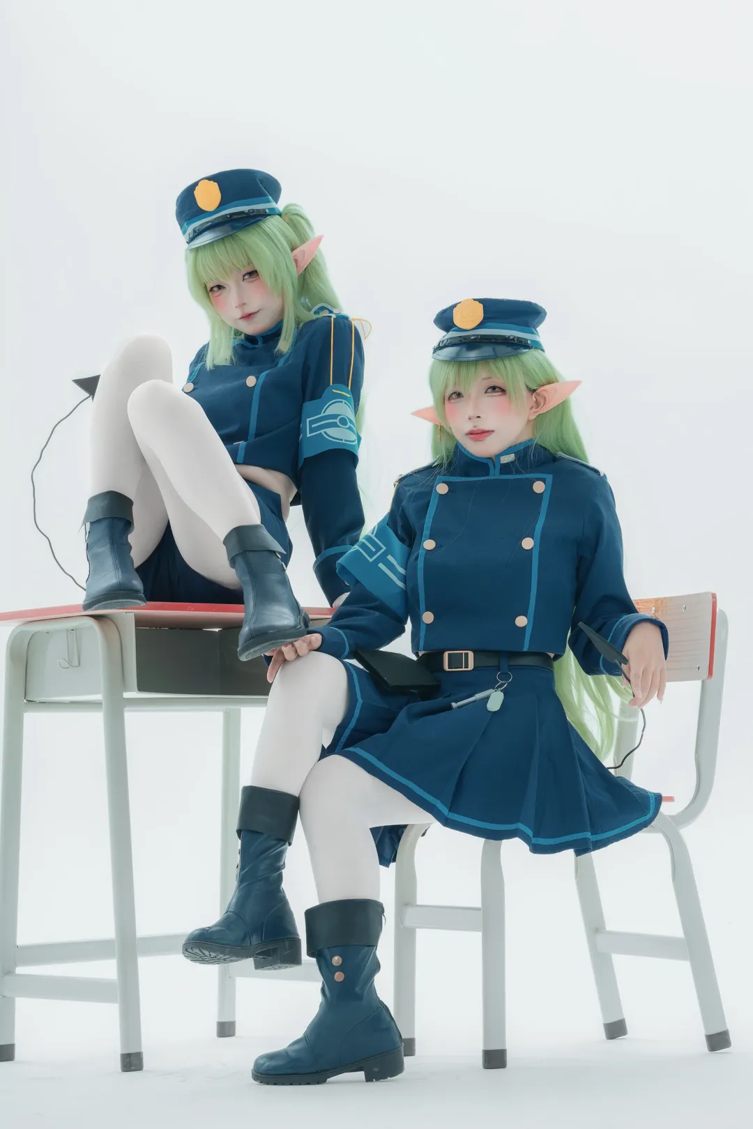 【铁道双子cos】蔚蓝档案双子制服搭配白丝拍摄心得 - 第 10 张