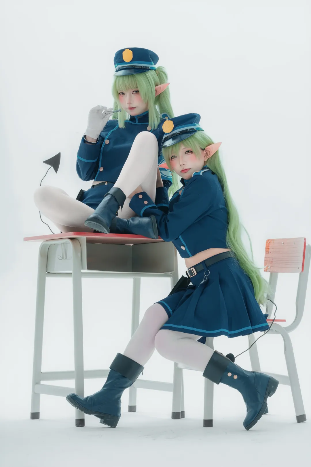 【铁道双子cos】蔚蓝档案双子制服搭配白丝拍摄心得 - 第 11 张
