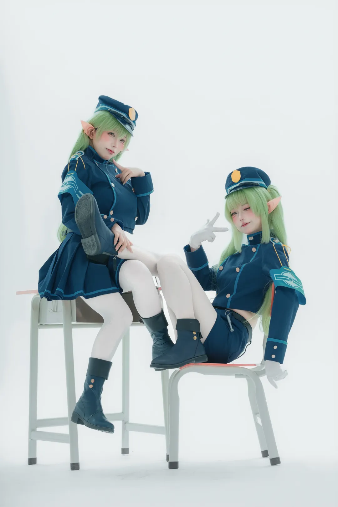 【铁道双子cos】蔚蓝档案双子制服搭配白丝拍摄心得 - 第 13 张