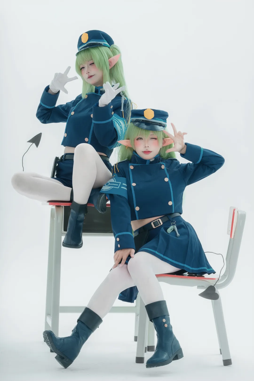 【铁道双子cos】蔚蓝档案双子制服搭配白丝拍摄心得 - 第 5 张