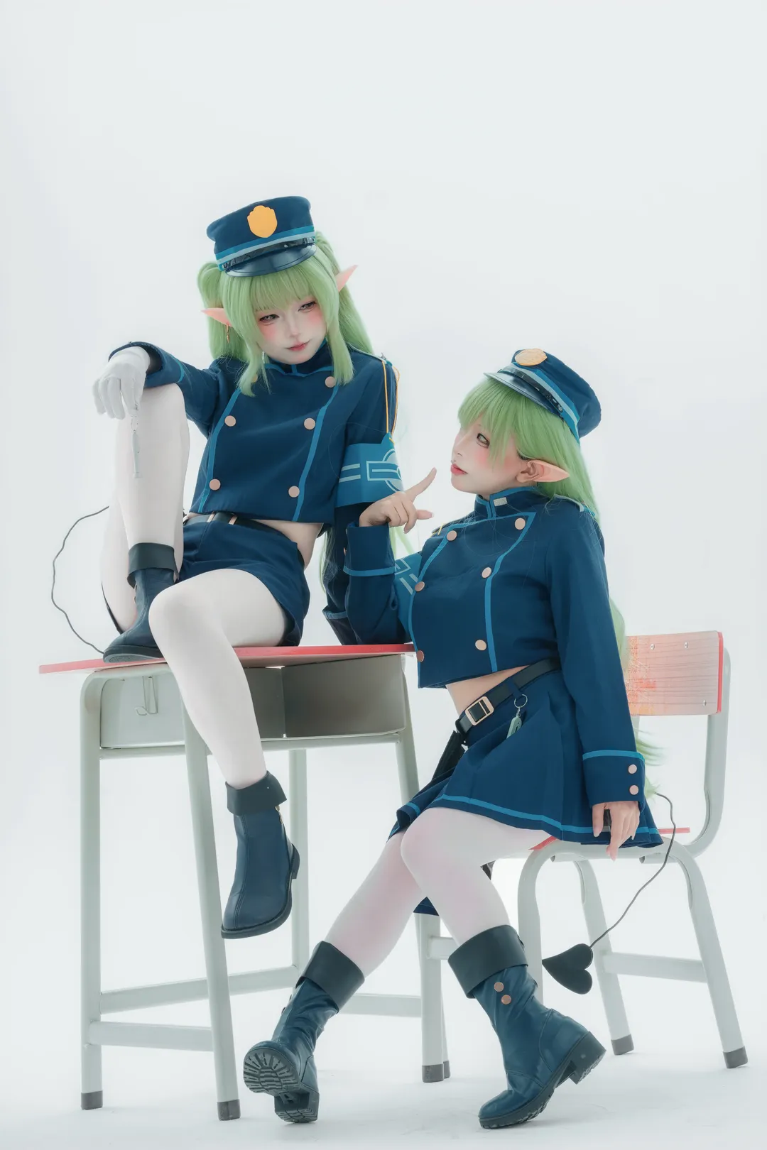 【铁道双子cos】蔚蓝档案双子制服搭配白丝拍摄心得 - 第 7 张