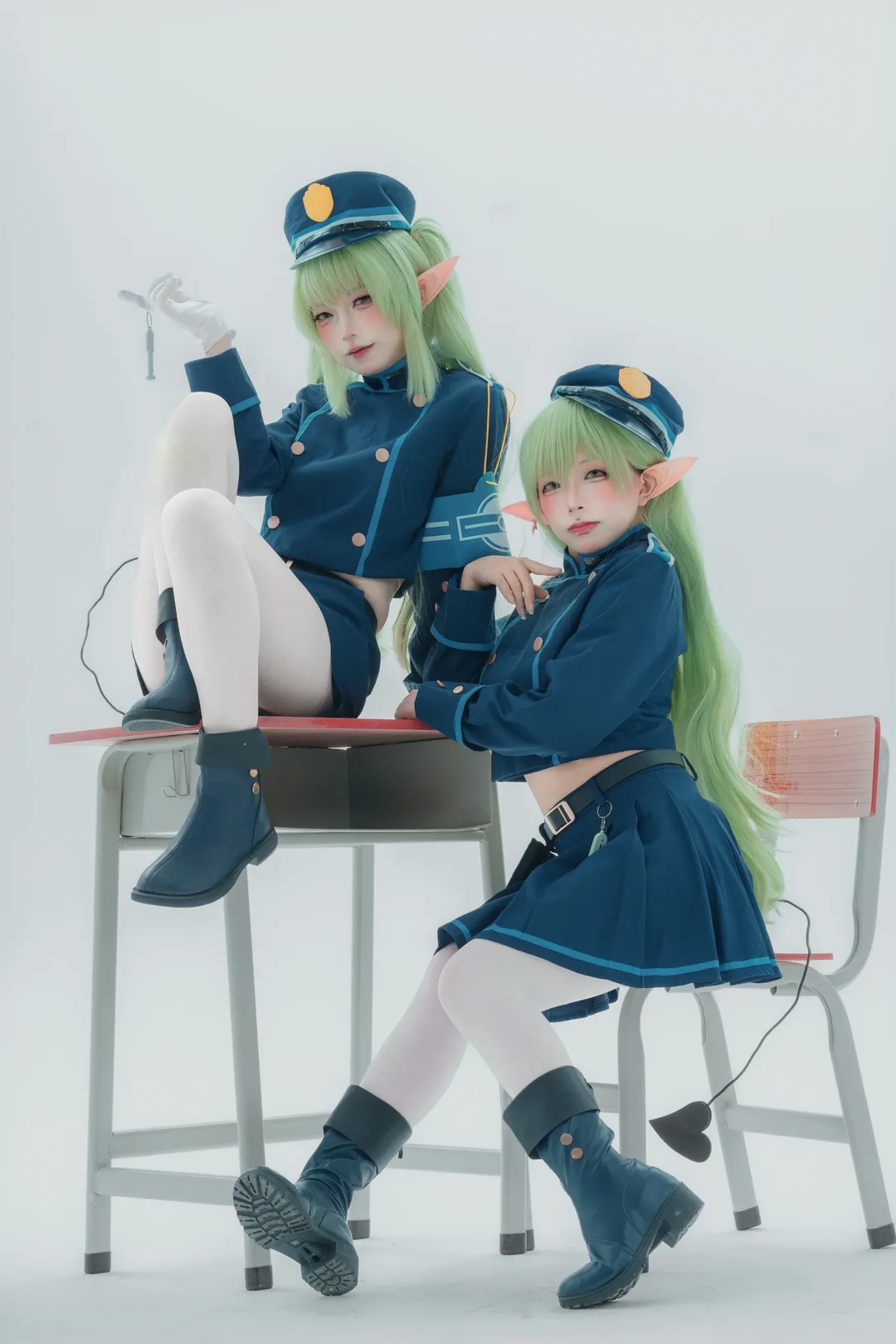 【铁道双子cos】蔚蓝档案双子制服搭配白丝拍摄心得 - 第 8 张