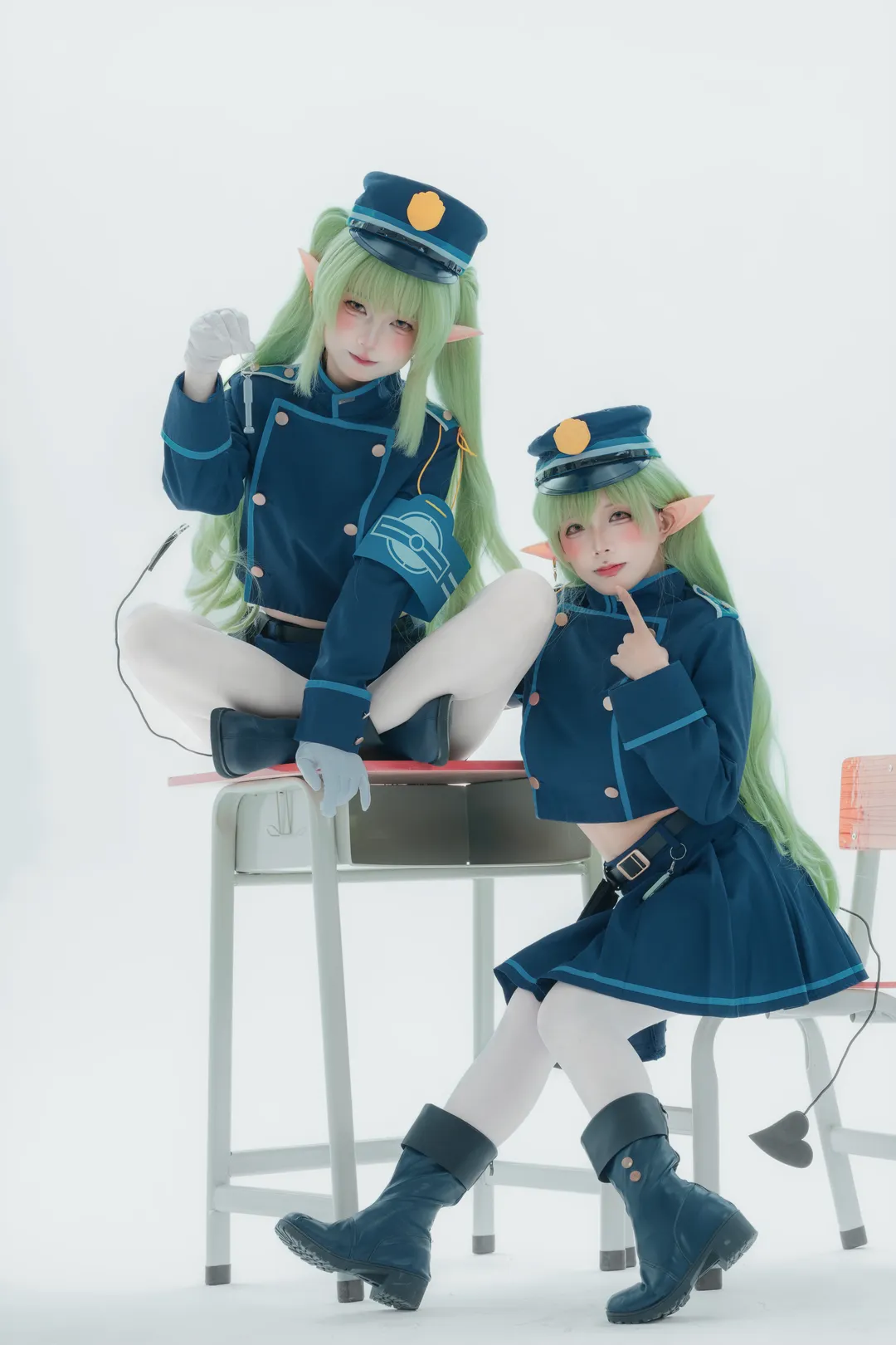 【铁道双子cos】蔚蓝档案双子制服搭配白丝拍摄心得 - 第 9 张