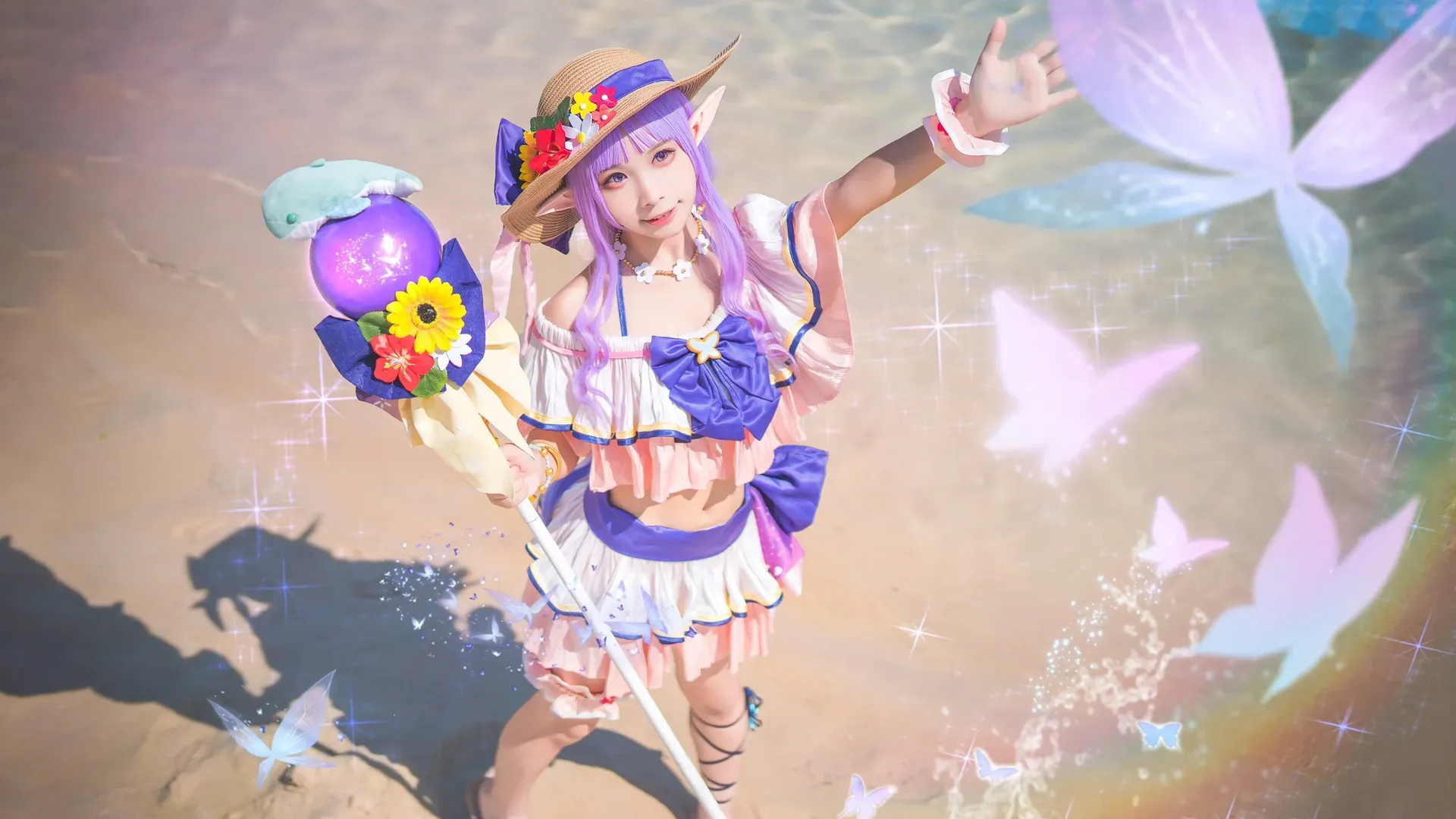 【冰川镜华cos】公主连结夏日泳装魔法少女的写真