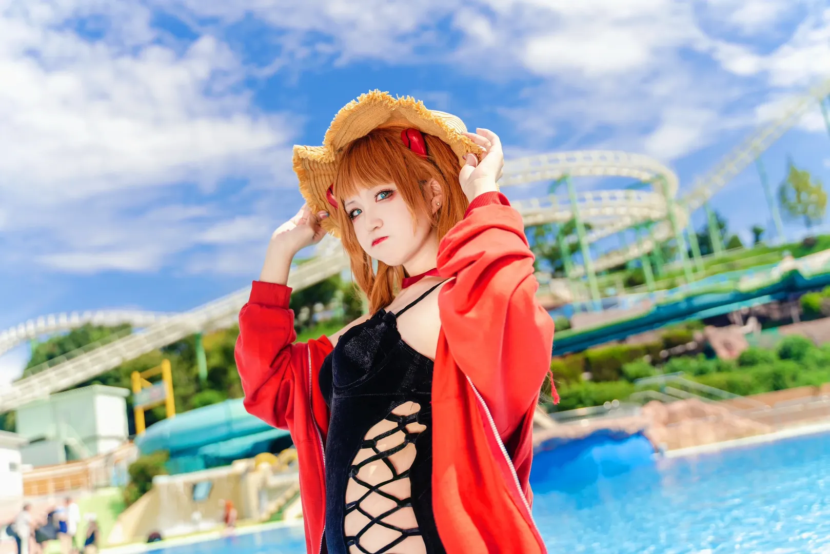 【明日香cos】eva泳裝造型重現，漫展泳池外拍封面的那個夏天 - 第 1 張