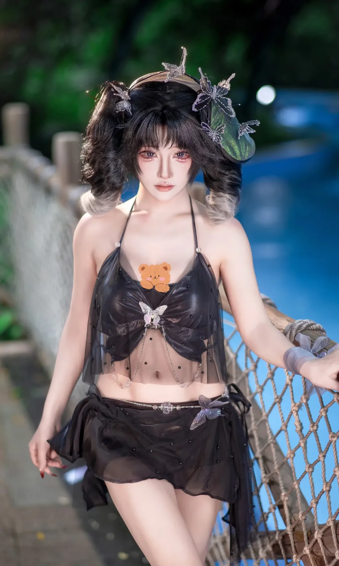 【浮生绡cos】梦幻西游黑纱银蝶水上派对 - 第 2 张