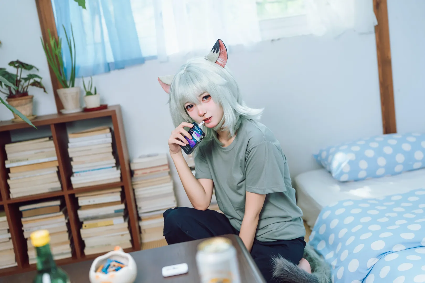 猫耳居家日常 与摄影师合作的慵懒感二次元写真 - 第 5 张