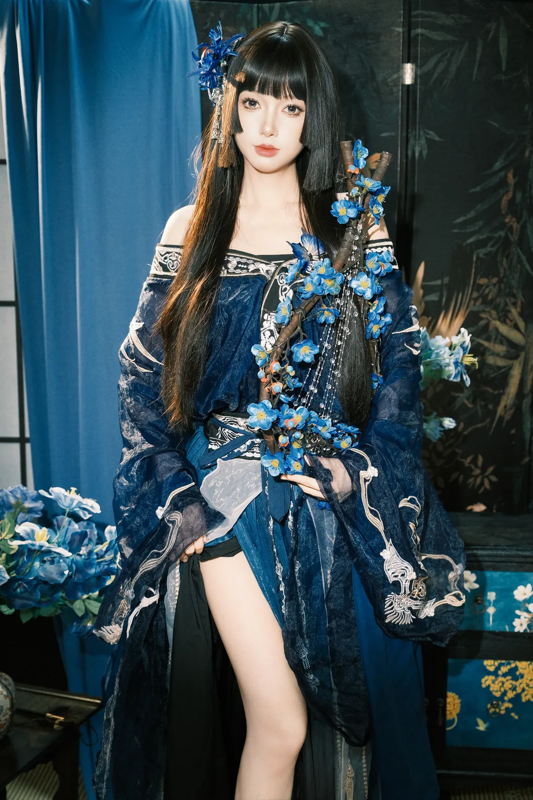 西安棚拍 深蓝重工刺绣古风写真 - 第 1 张