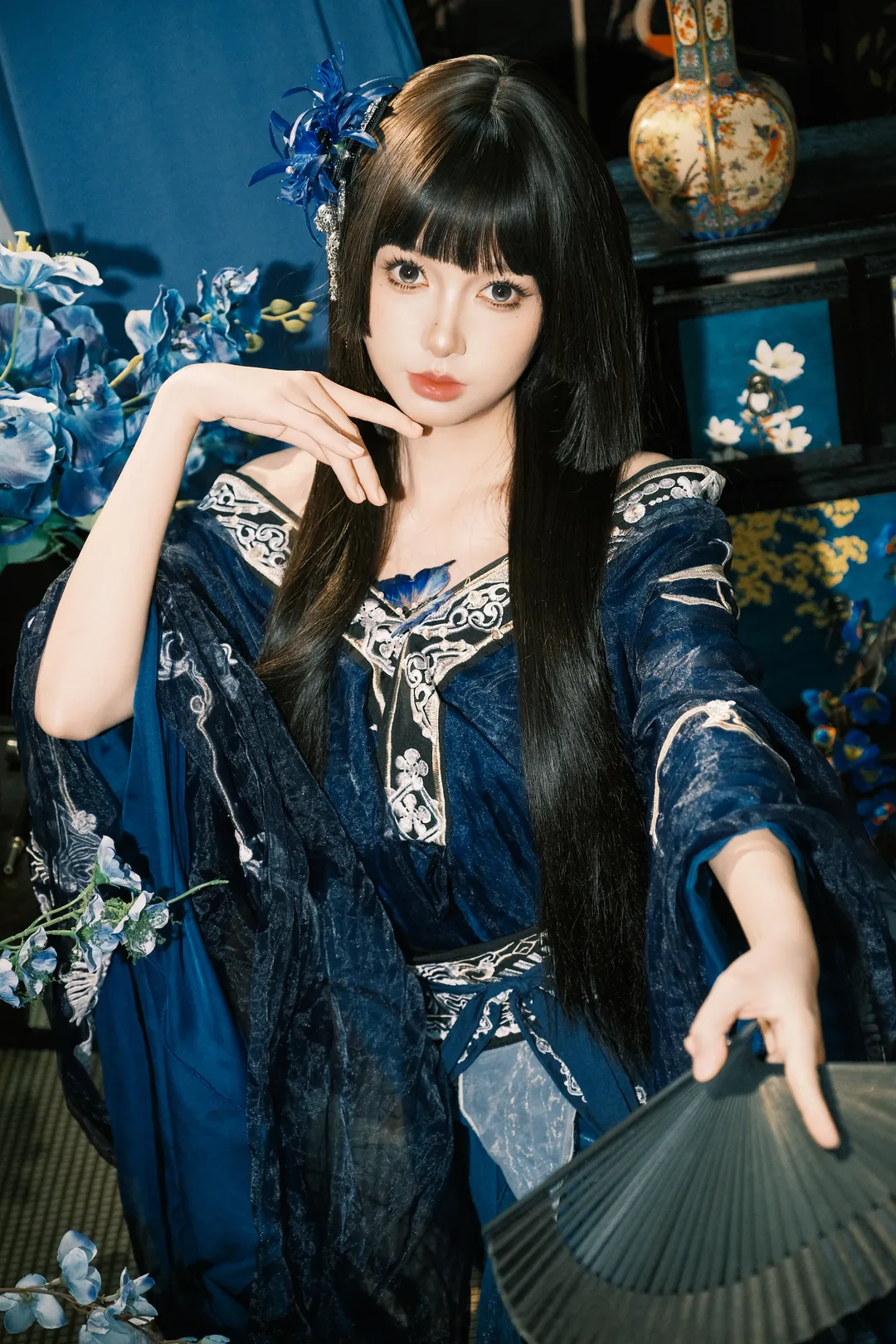 西安棚拍 深蓝重工刺绣古风写真 - 第 9 张
