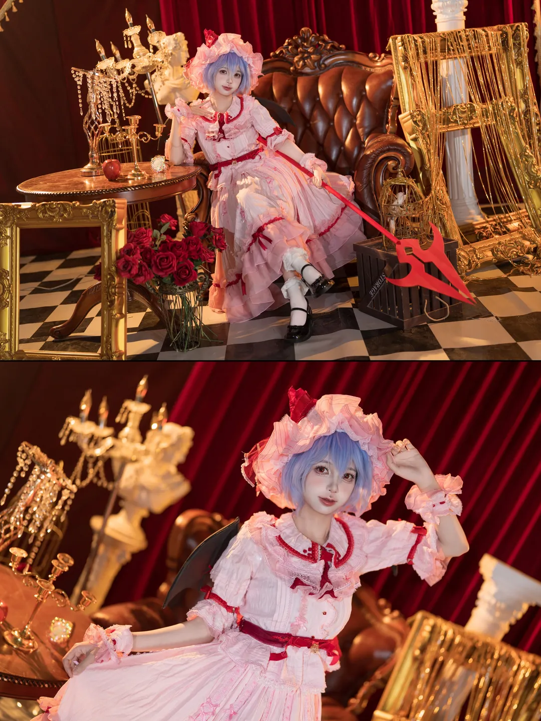 【蕾米莉亚cos】东方红魔乡：粉色洋装与红魔馆的甜美相遇 - 第 9 张
