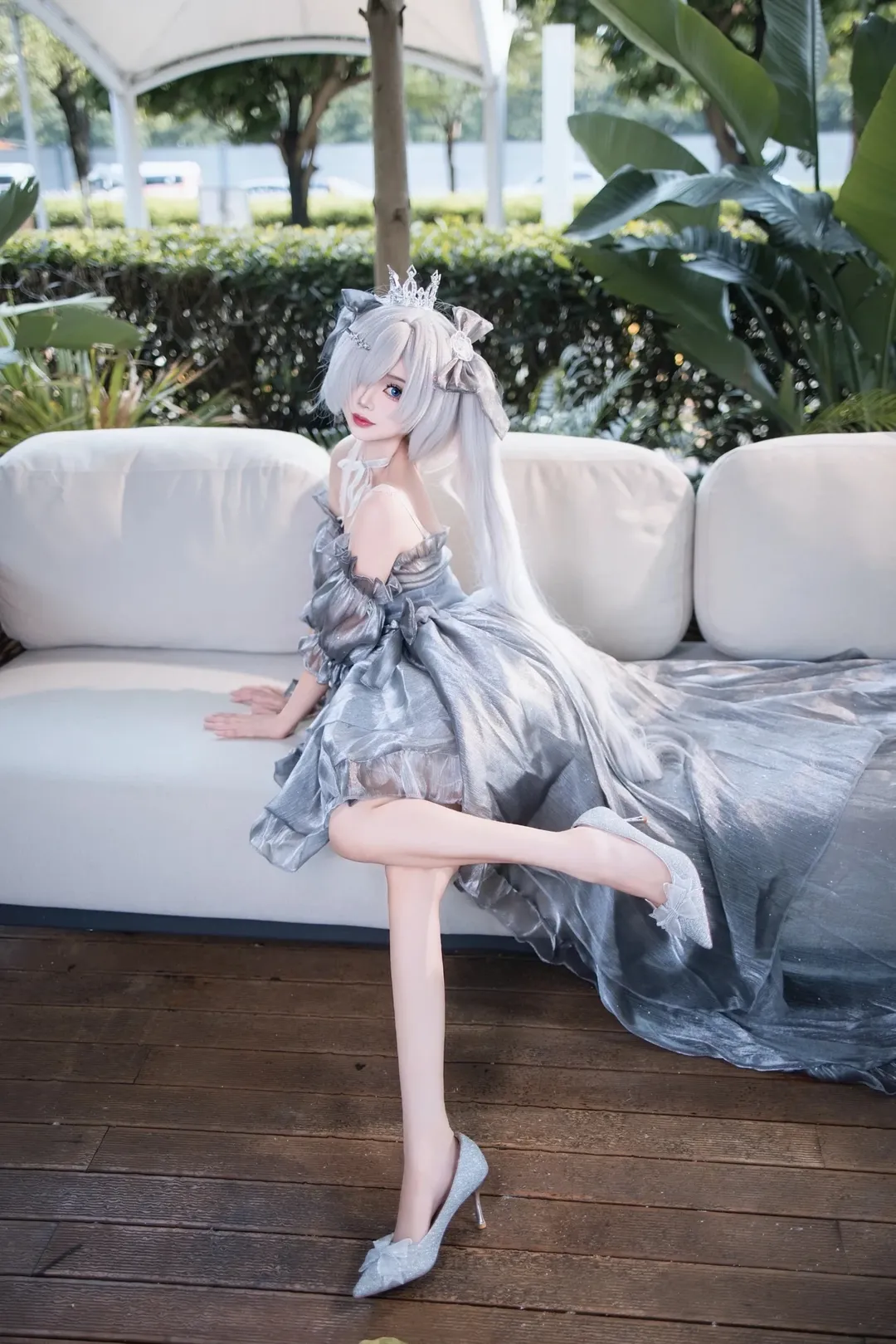 【灰姑娘cos】胜利女神：妮姬银灰薄纱礼服造型记录 - 第 4 张