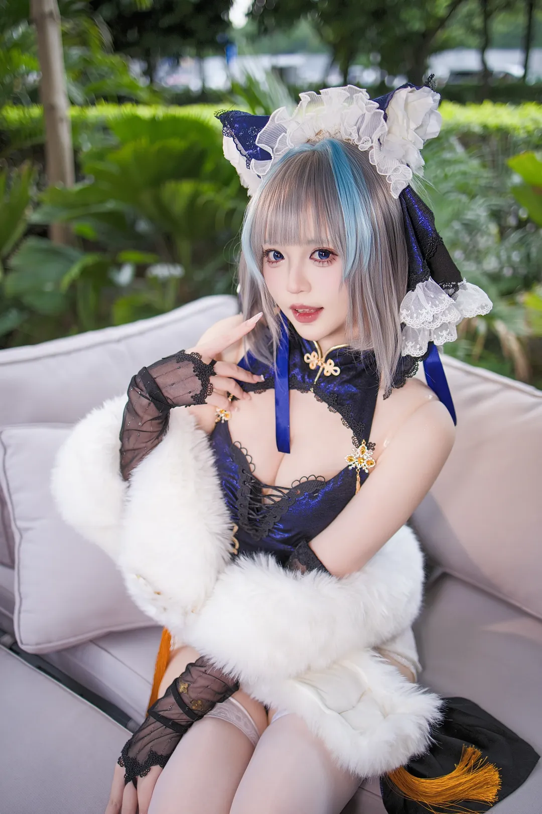 【柴郡cos】碧蓝航线柴郡的蓝色女仆风写真 - 第 4 张