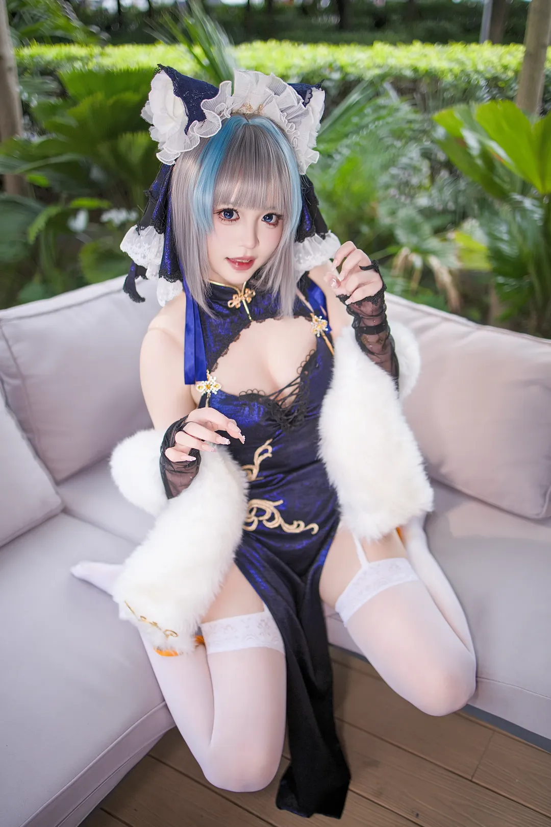 【柴郡cos】碧蓝航线柴郡的蓝色女仆风写真 - 第 5 张