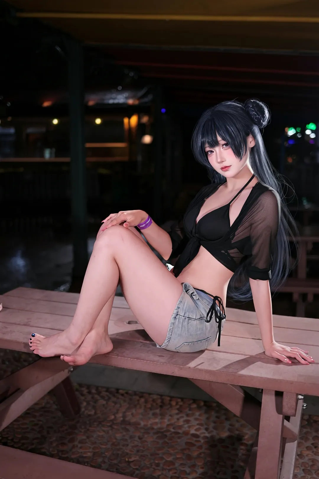 【龙华妃咲cos】碧蓝档案夜色下的夏日装扮 - 第 2 张