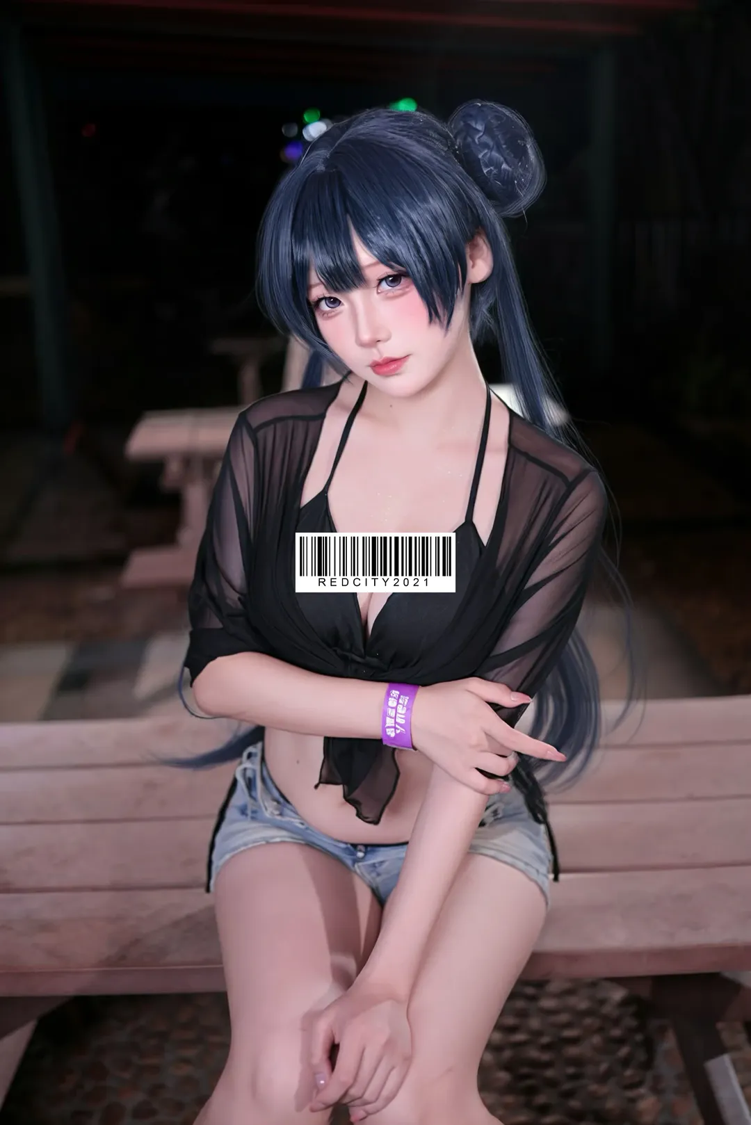 【龙华妃咲cos】碧蓝档案夜色下的夏日装扮 - 第 3 张
