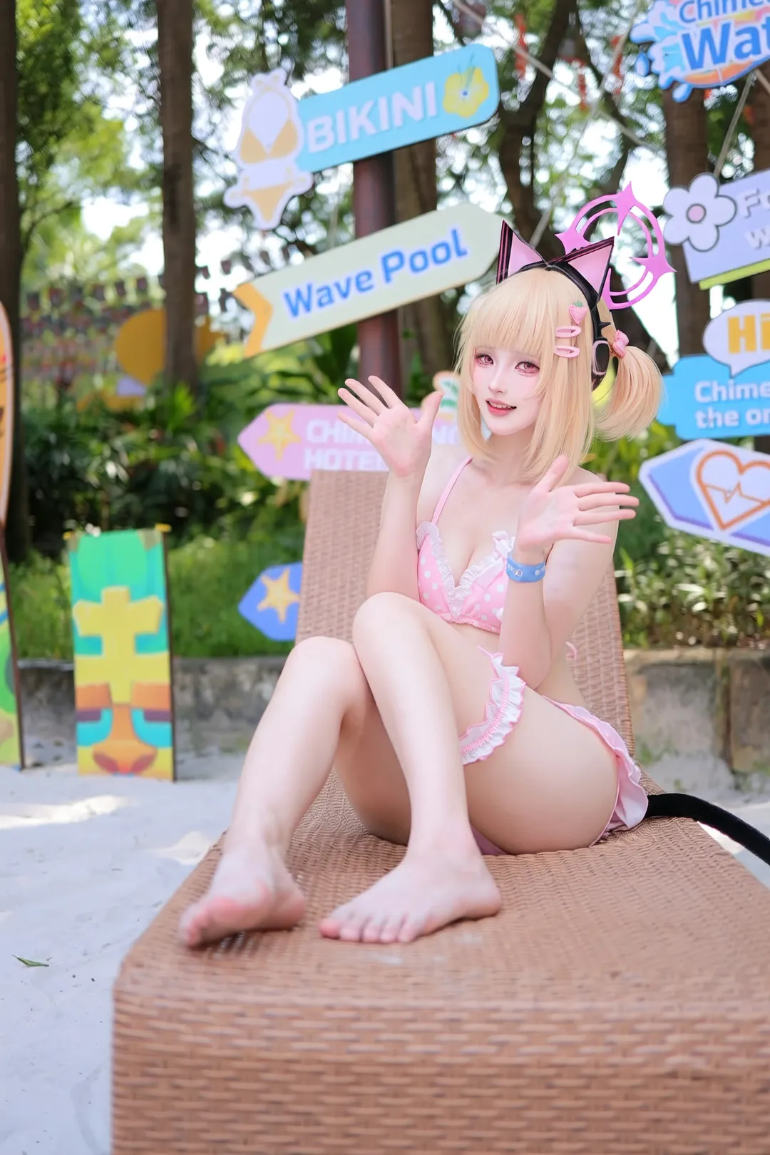 【才羽桃井cos】碧蓝档案小桃的夏日沙滩泳装写真 - 第 2 张