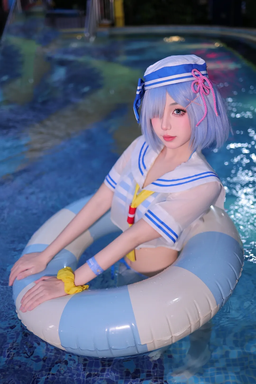 【雷姆cos】从零开始的异世界生活，泳池夜晚的蓝色心动