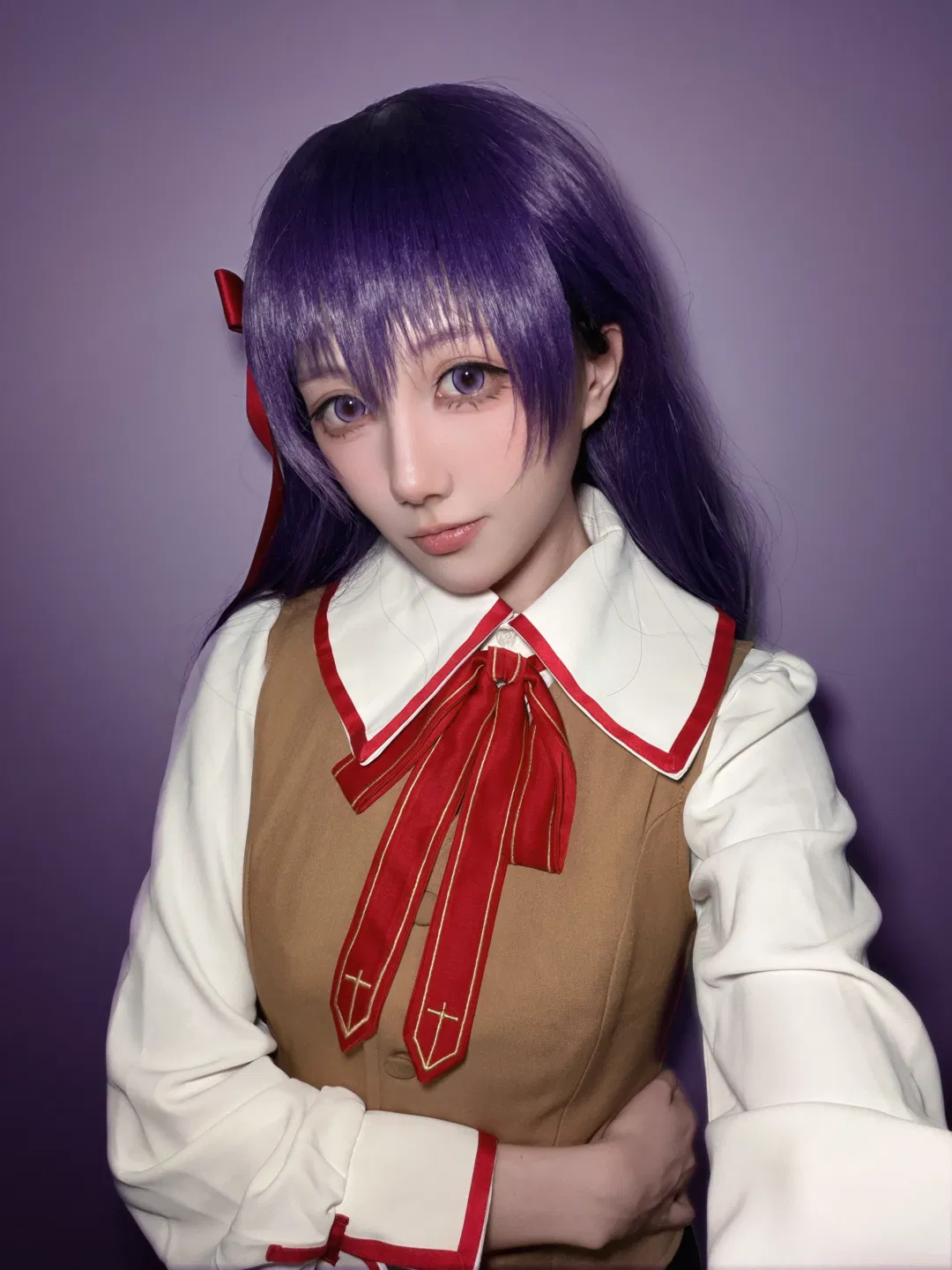 【間桐櫻cos】Fate系列經典制服還原，紫發紫瞳的學妹感