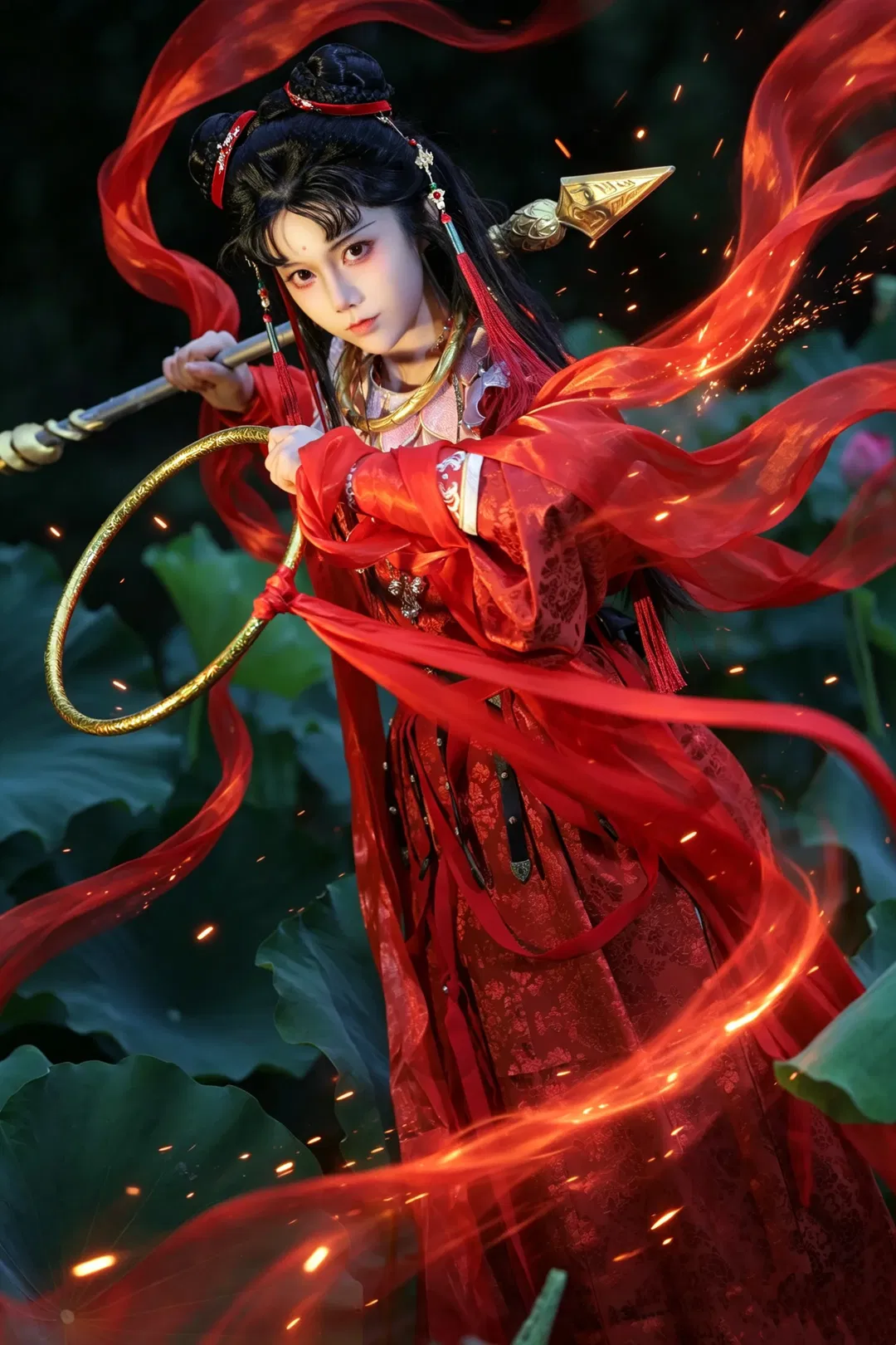 【哪吒cos】紅妝金環，荷花池畔的國風戰甲少女 - 第 2 張