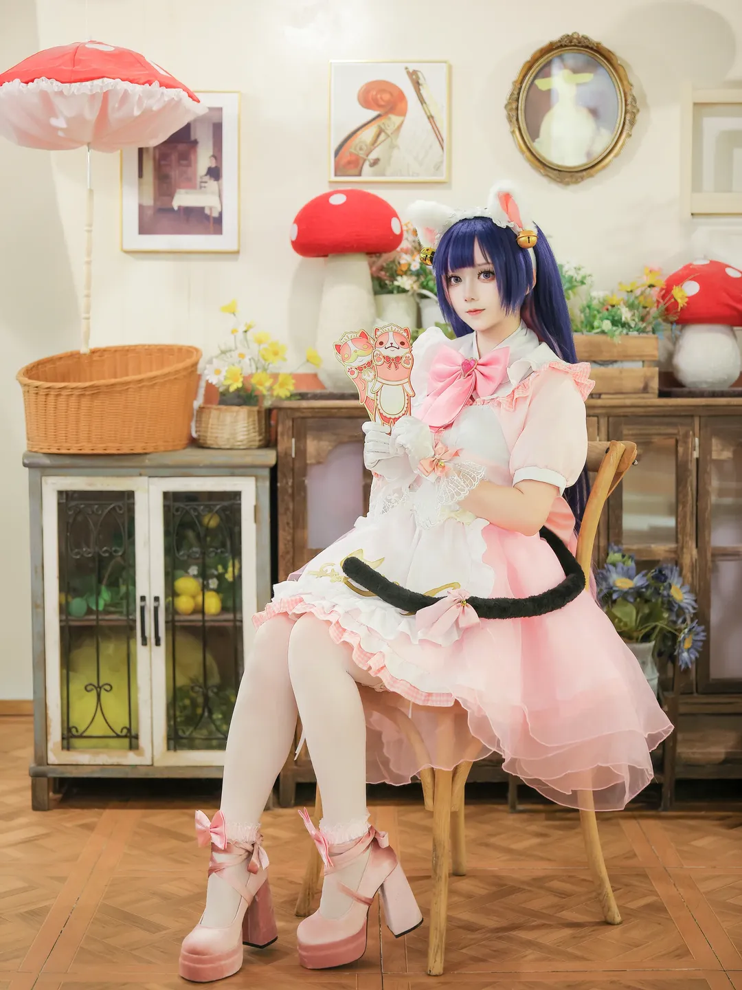 【雾子cos】守望先锋粉萌猫咖白耳黑尾喵 - 第 1 张