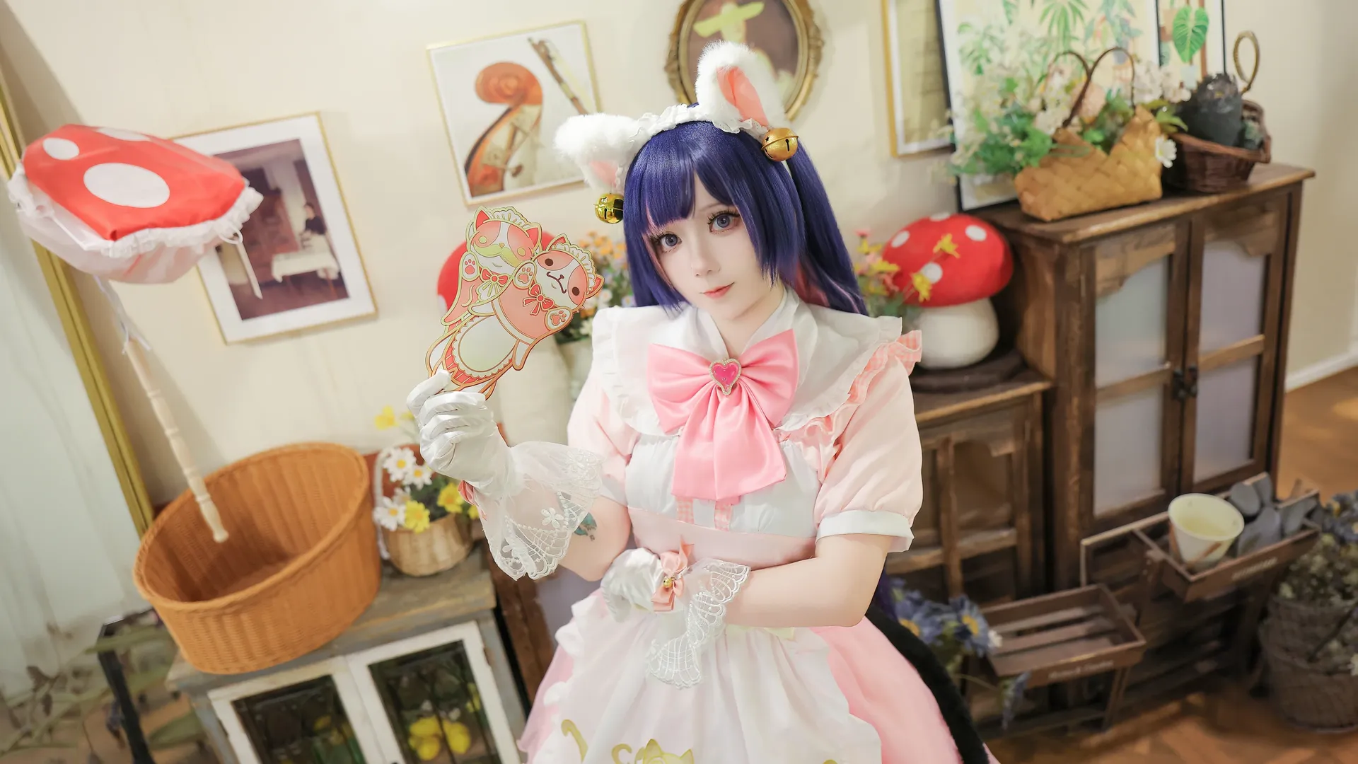 【雾子cos】守望先锋粉萌猫咖白耳黑尾喵 - 第 3 张