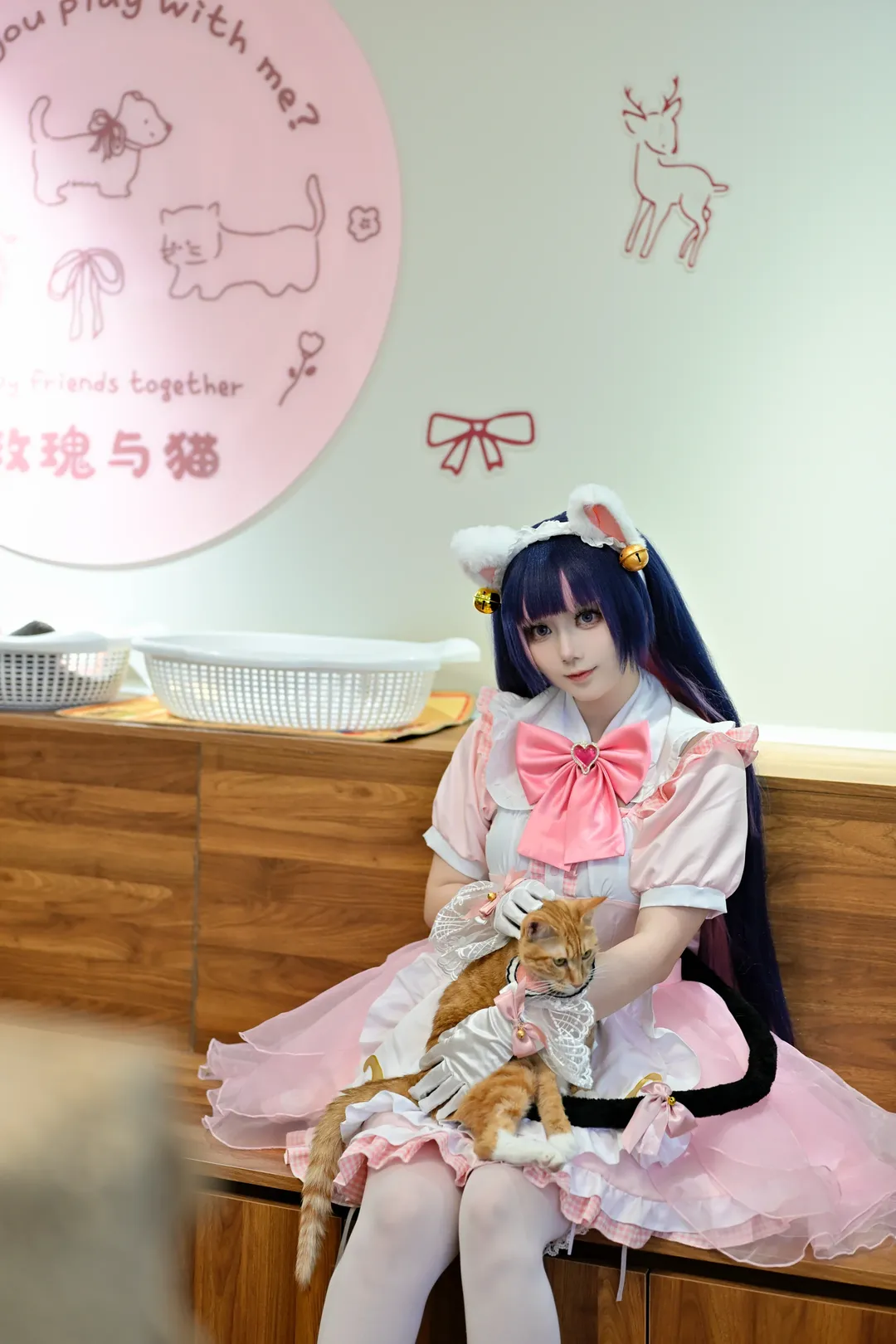 【雾子cos】守望先锋粉萌猫咖白耳黑尾喵 - 第 6 张