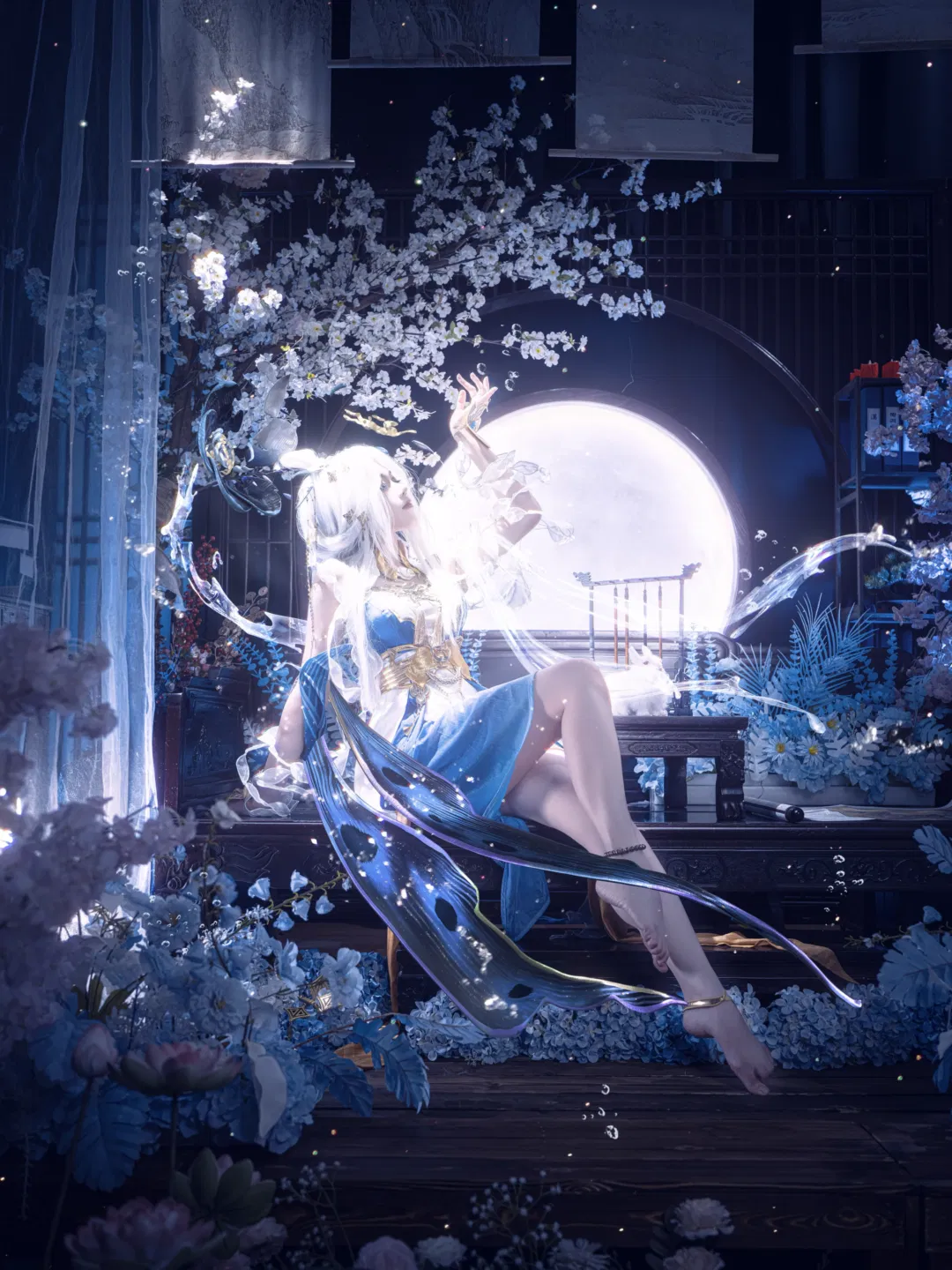 【嫦娥cos】王者榮耀落星盞，中秋月下的清冷感 - 第 1 張