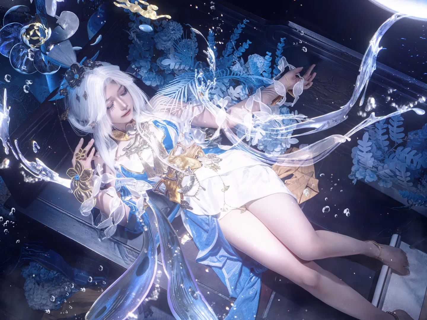 【嫦娥cos】王者榮耀落星盞，中秋月下的清冷感 - 第 2 張