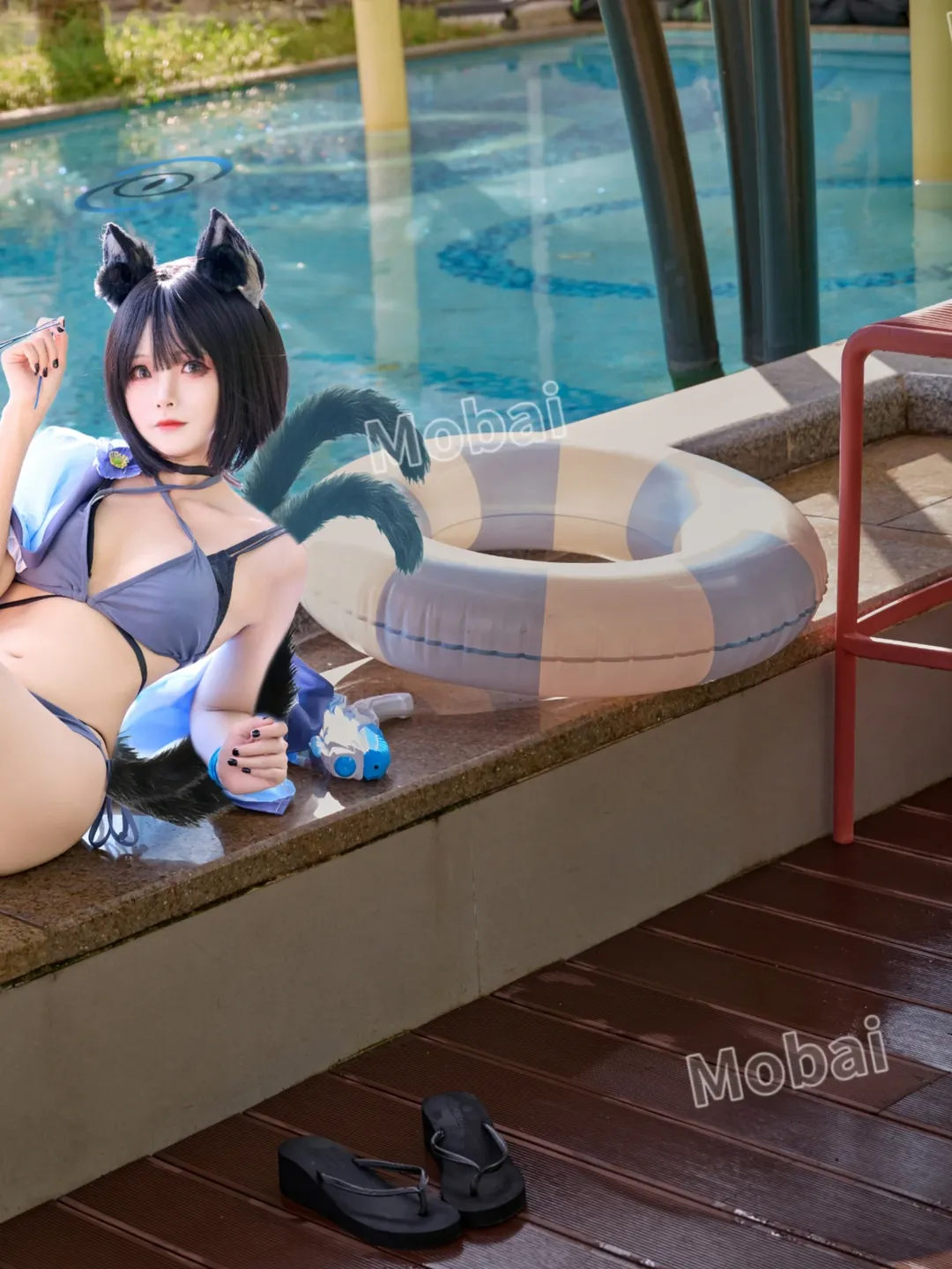 【桐生桔梗cos】夏日泳池邊的貓娘，清涼一夏 - 第 5 張