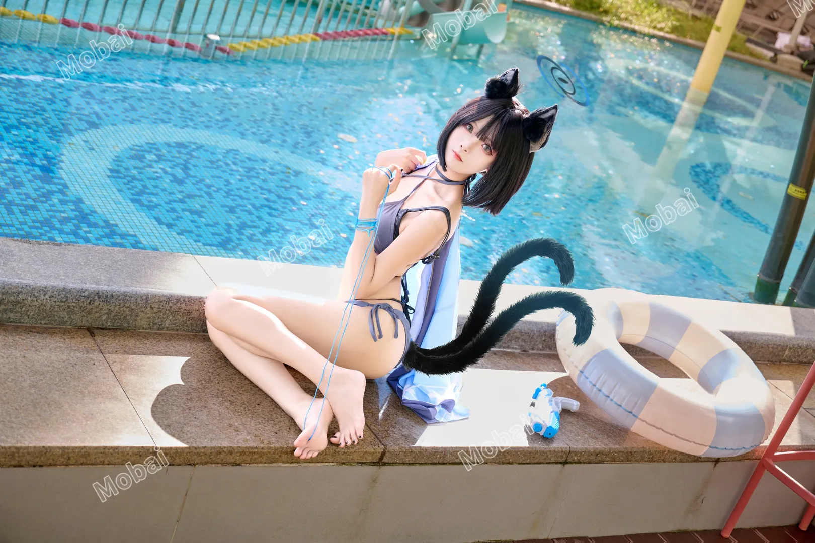 【桐生桔梗cos】夏日泳池邊的貓娘，清涼一夏 - 第 8 張