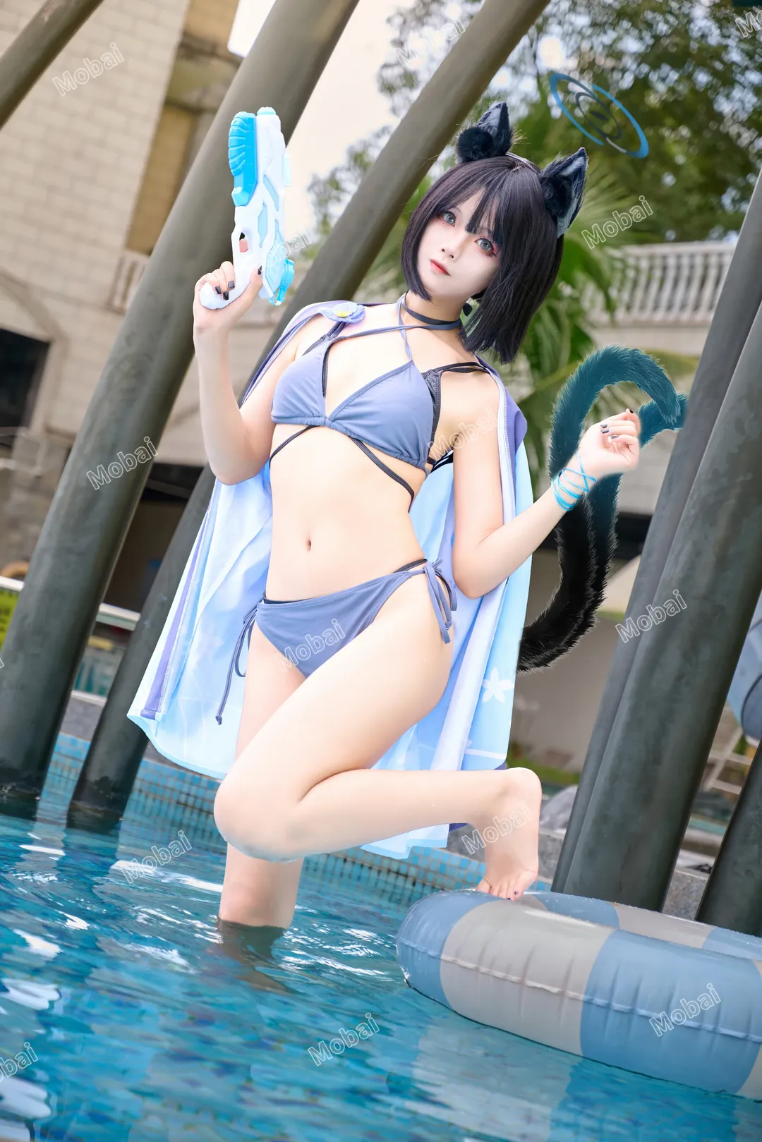 【桐生桔梗cos】夏日泳池邊的貓娘，清涼一夏 - 第 9 張