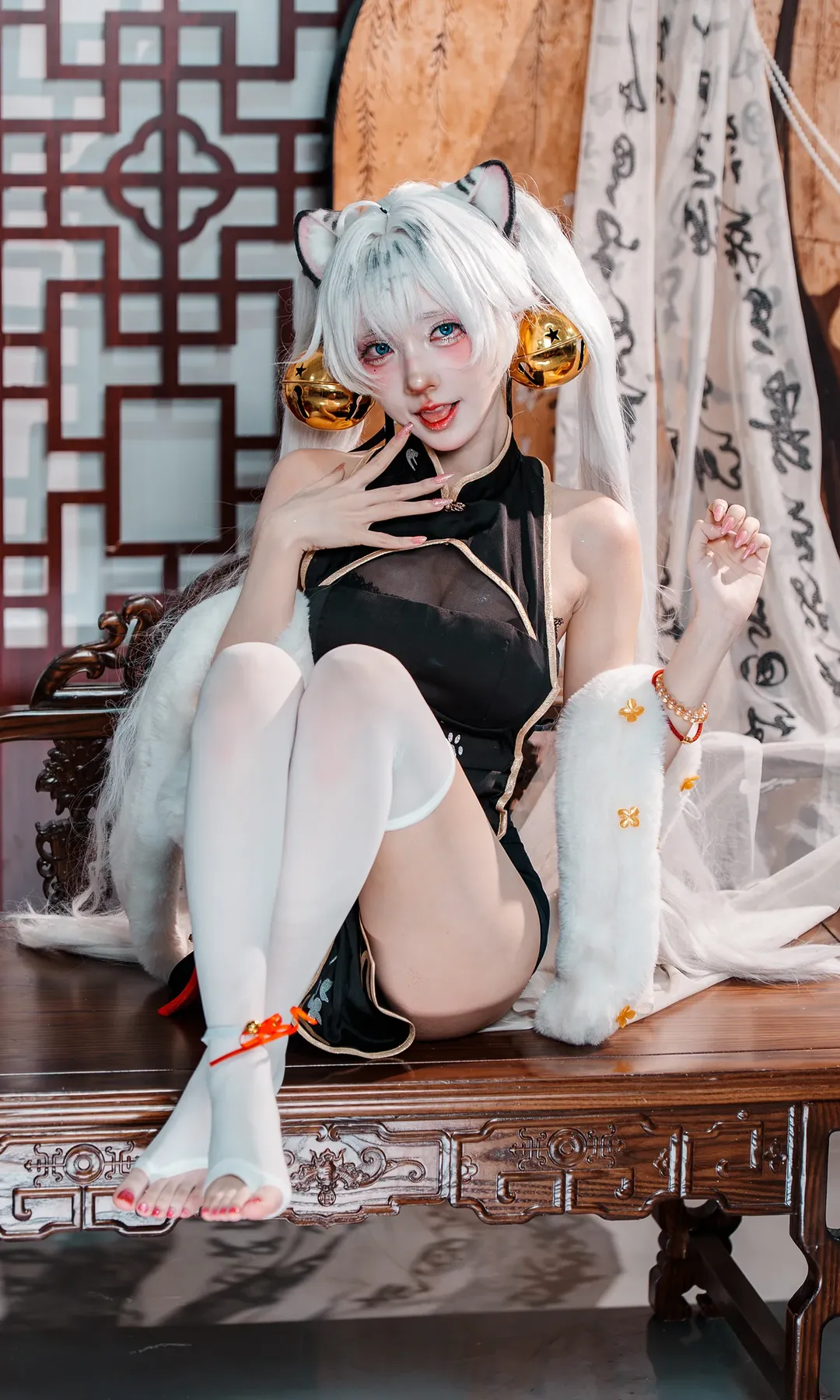 白虎娘改良旗袍，萌虎下山嗷呜 - 第 1 张