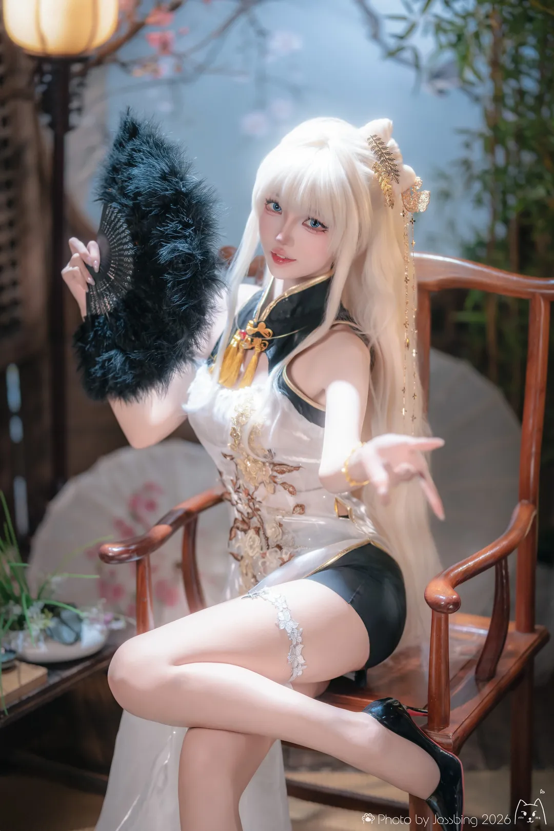 【皇冠cos】胜利女神旗袍风，黑白金交织的华丽 - 第 2 张