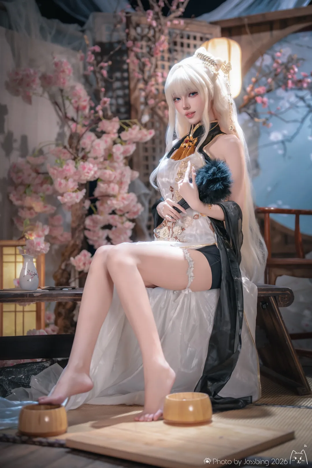 【皇冠cos】胜利女神旗袍风，黑白金交织的华丽 - 第 3 张