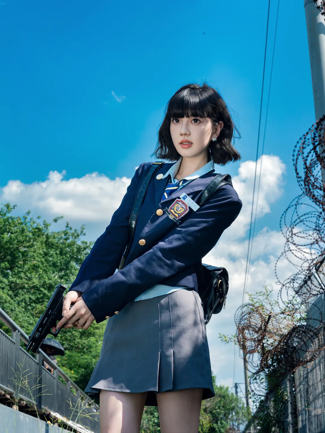 韩系学院风铁道少女 阳光下的制服写真 - 第 3 张