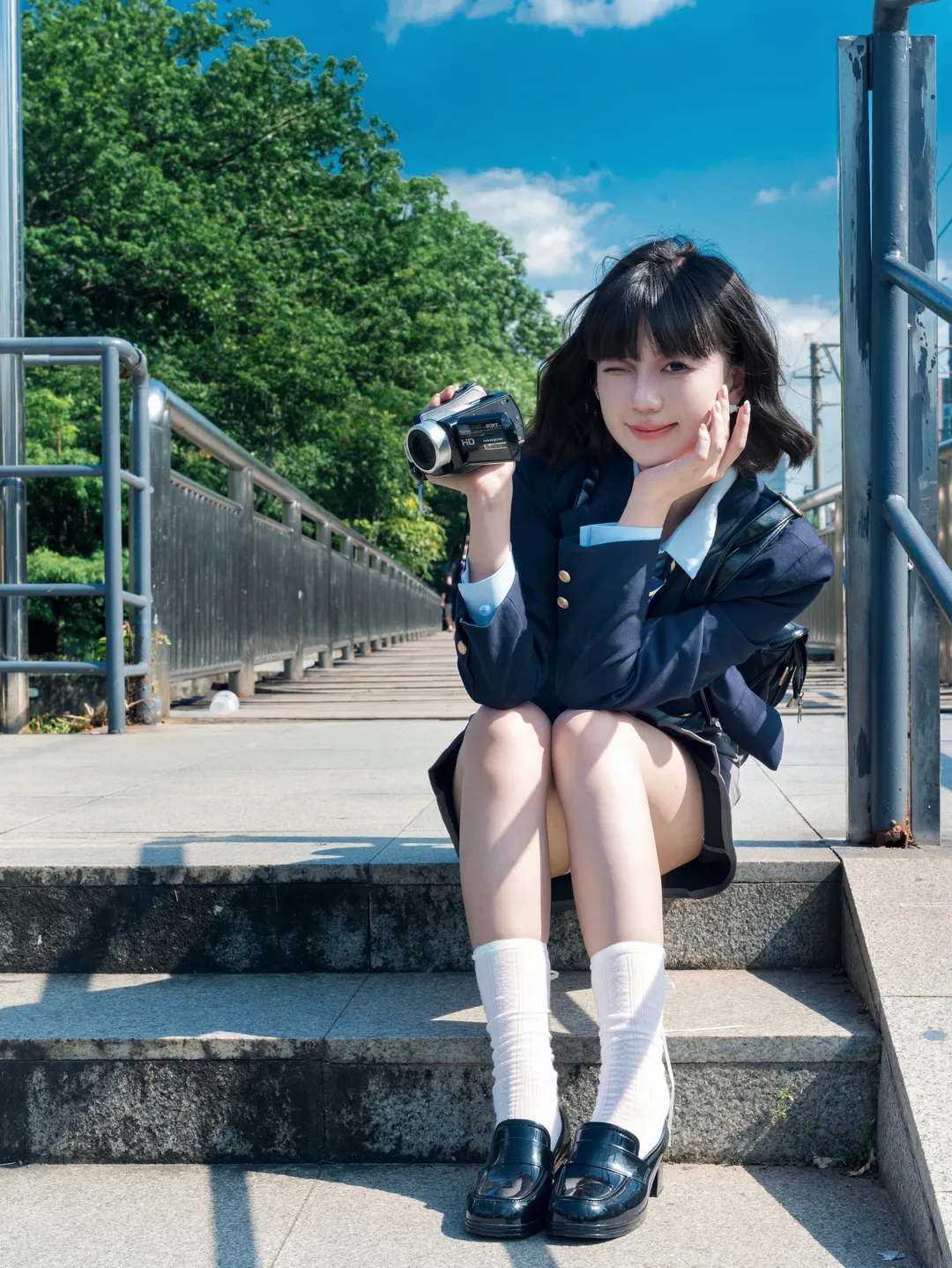 韩系学院风铁道少女 阳光下的制服写真 - 第 5 张