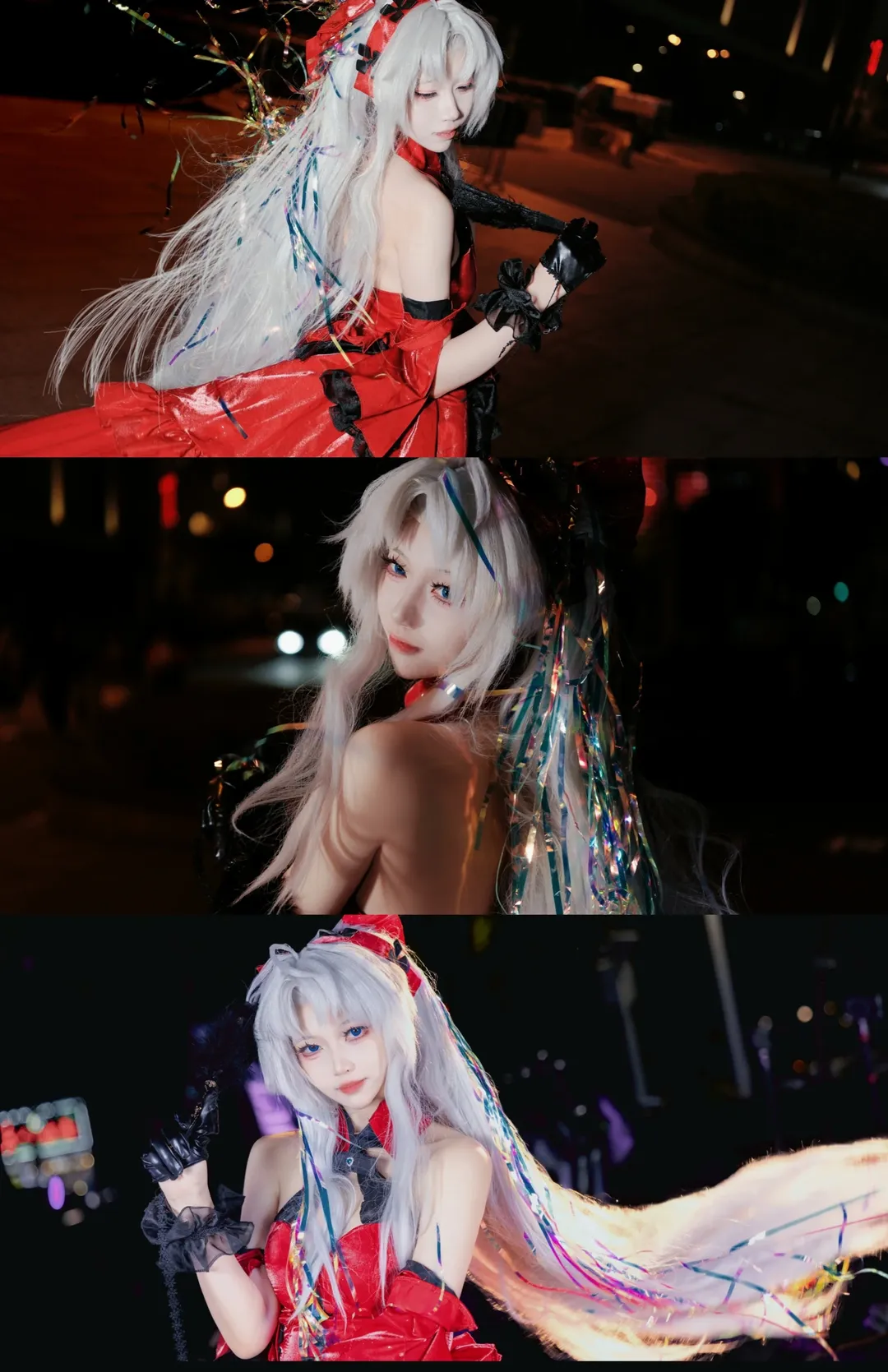 【珂莱塔cos】鸣潮夜色下的红黑华服演绎 - 第 1 张
