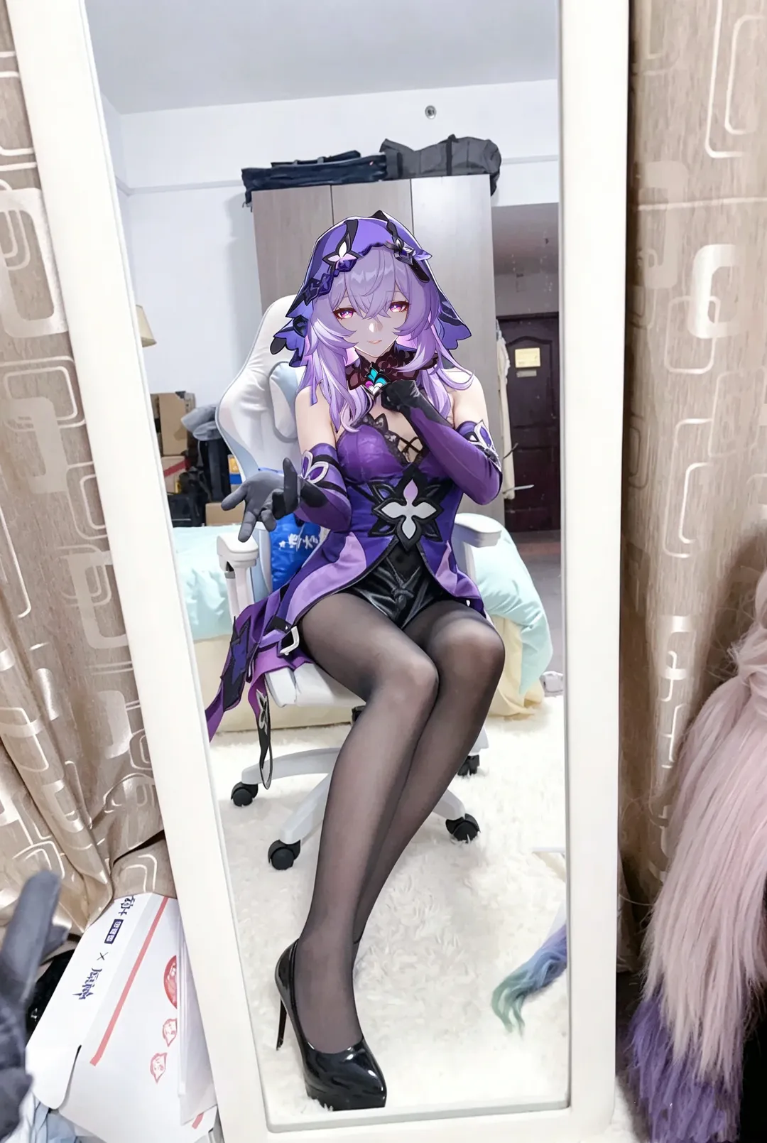 【黑天鹅cos】崩坏星穹铁道盲盒试衣，假发未到先挡脸 - 第 3 张