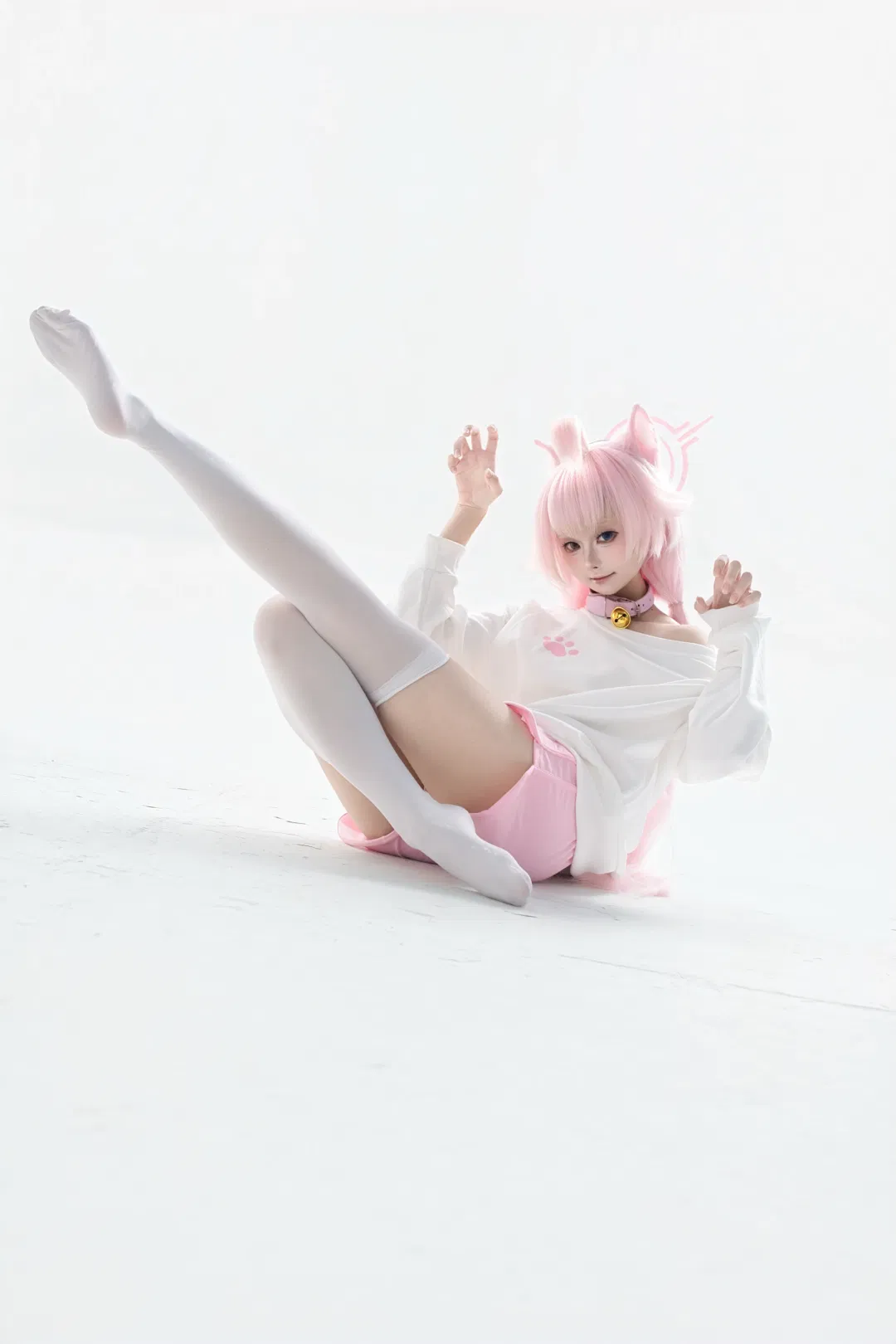 【小鸟游星野cos】蔚蓝档案的粉发猫耳少女 - 第 3 张