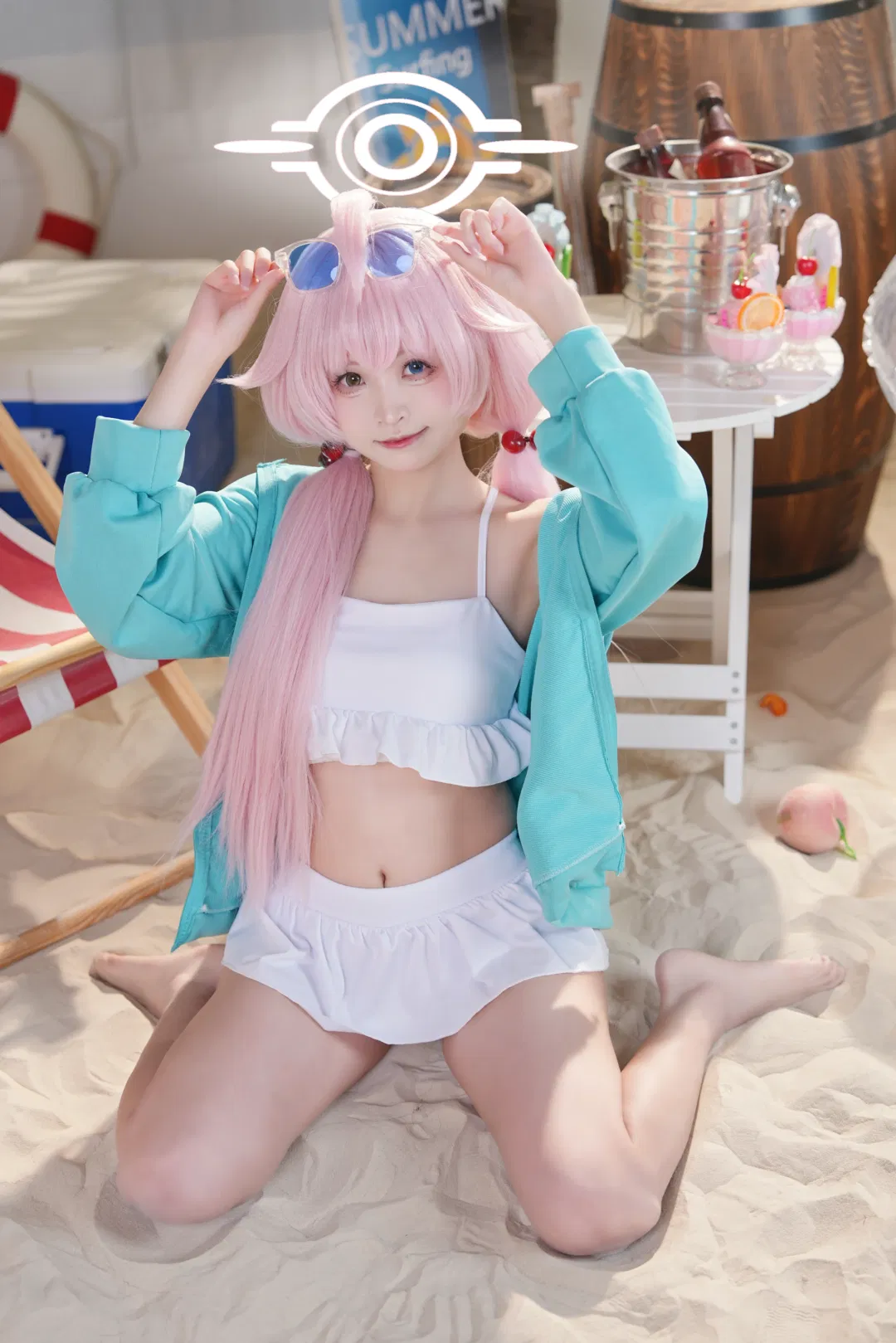 【小鸟游星野cos】蔚蓝档案的夏日沙滩小憩 - 第 1 张
