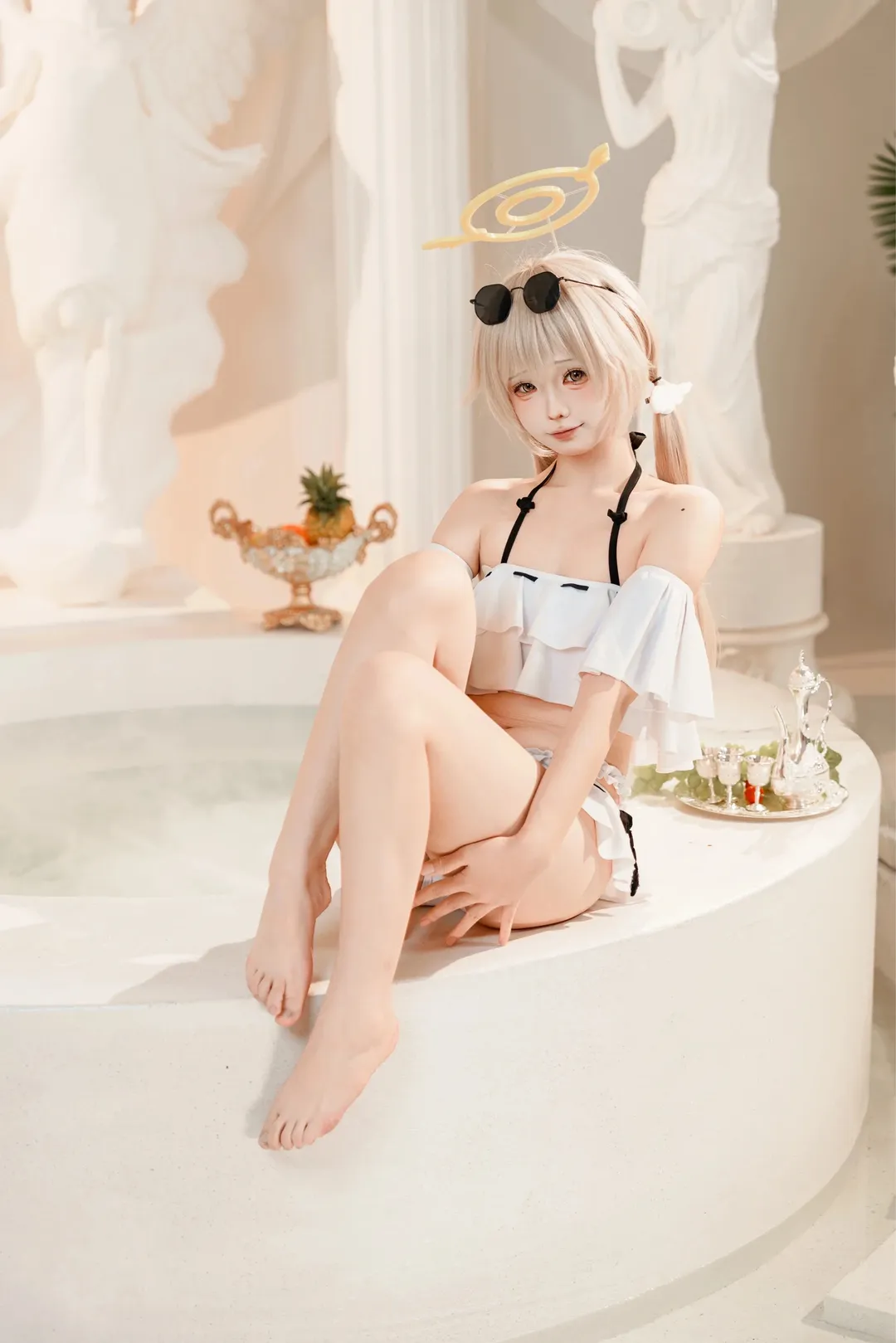 【日富美cos】夏日純白水景棚裡的清涼泳裝造型 - 第 3 張