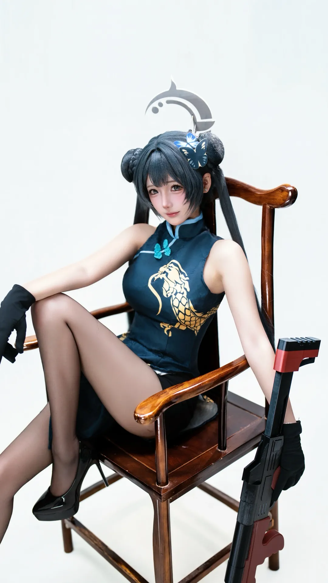 【妃咲cos】蔚蓝档案妃咲旗袍造型棚拍分享 - 第 1 张