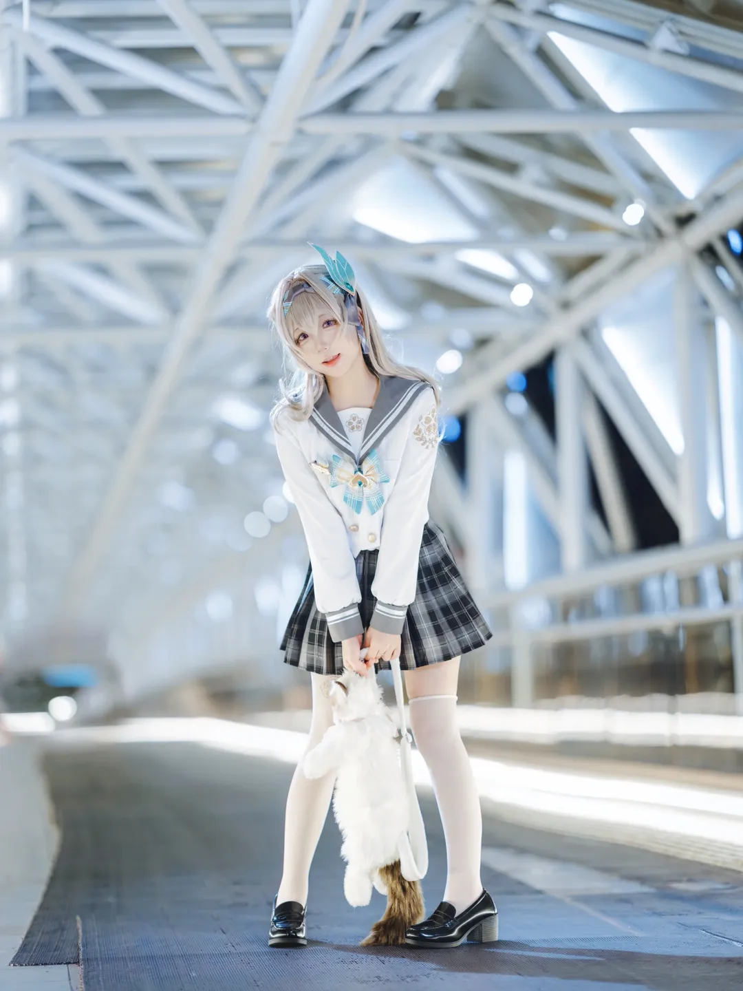 【流萤cos】外环路站天桥的JK制服夜色写真 - 第 1 张