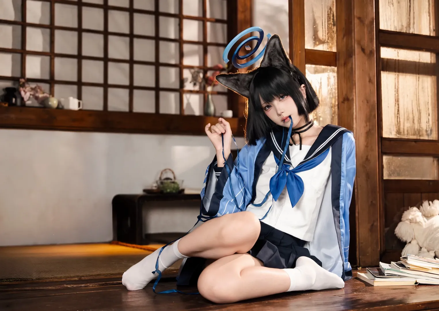 【桐生桔梗cos】碧蓝档案里的和风狐耳少女 - 第 4 张