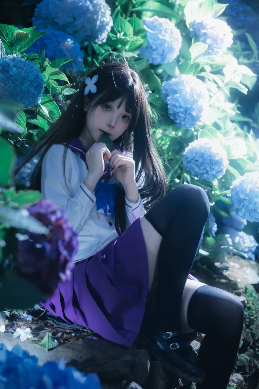 【散华礼弥cos】无尽夏绣球花海中的JK少女 - 第 2 张