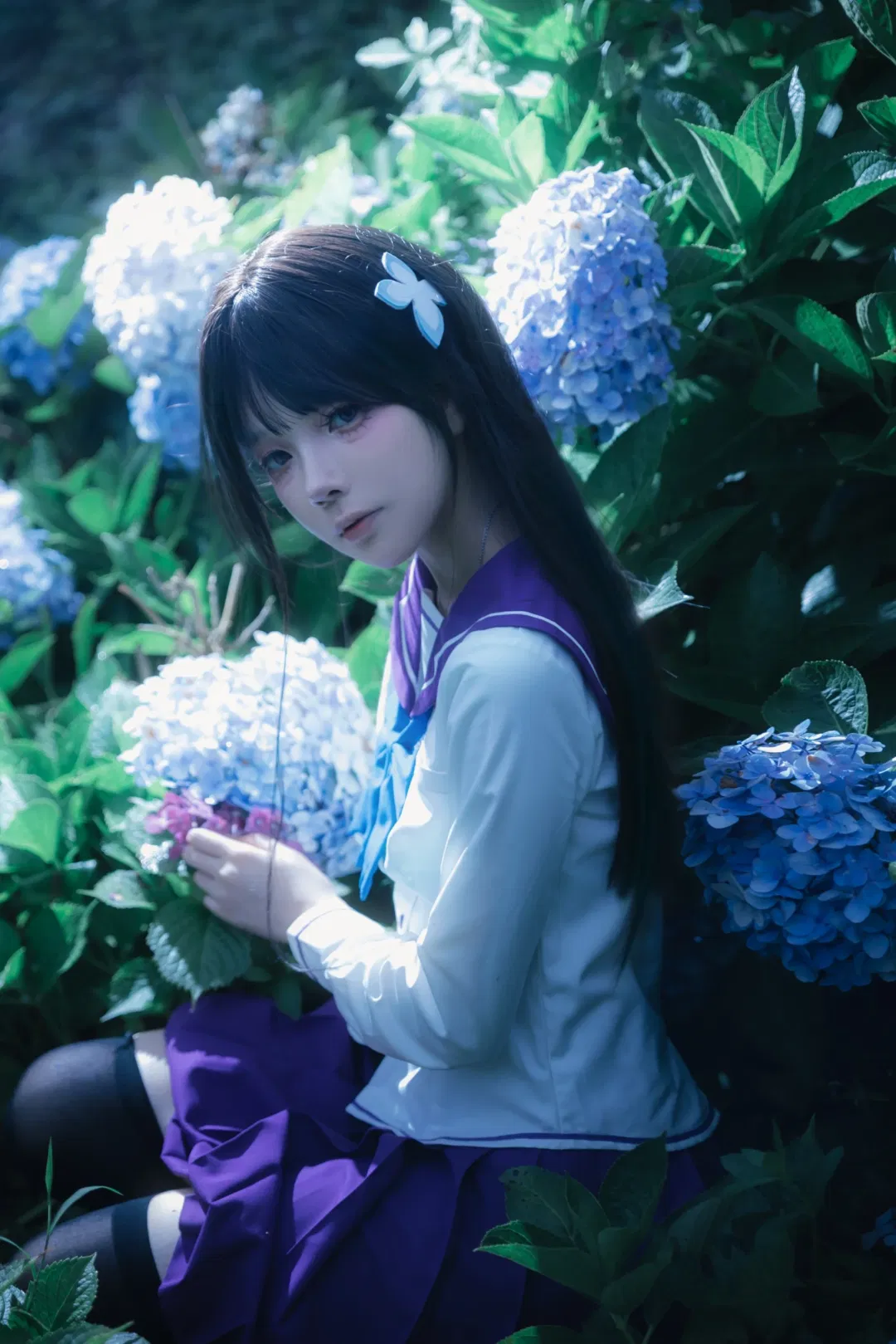 【散华礼弥cos】无尽夏绣球花海中的JK少女 - 第 6 张