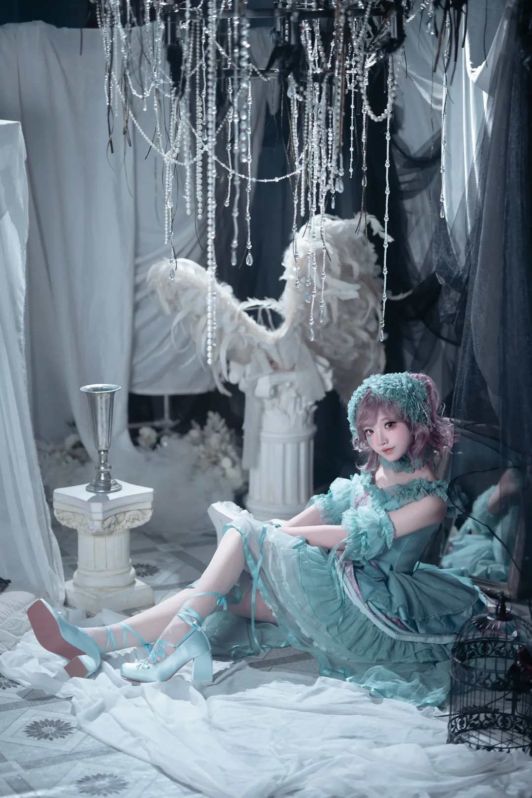 失梦乐园Lolita洋装摄影，青蓝色的梦幻人偶 - 第 5 张
