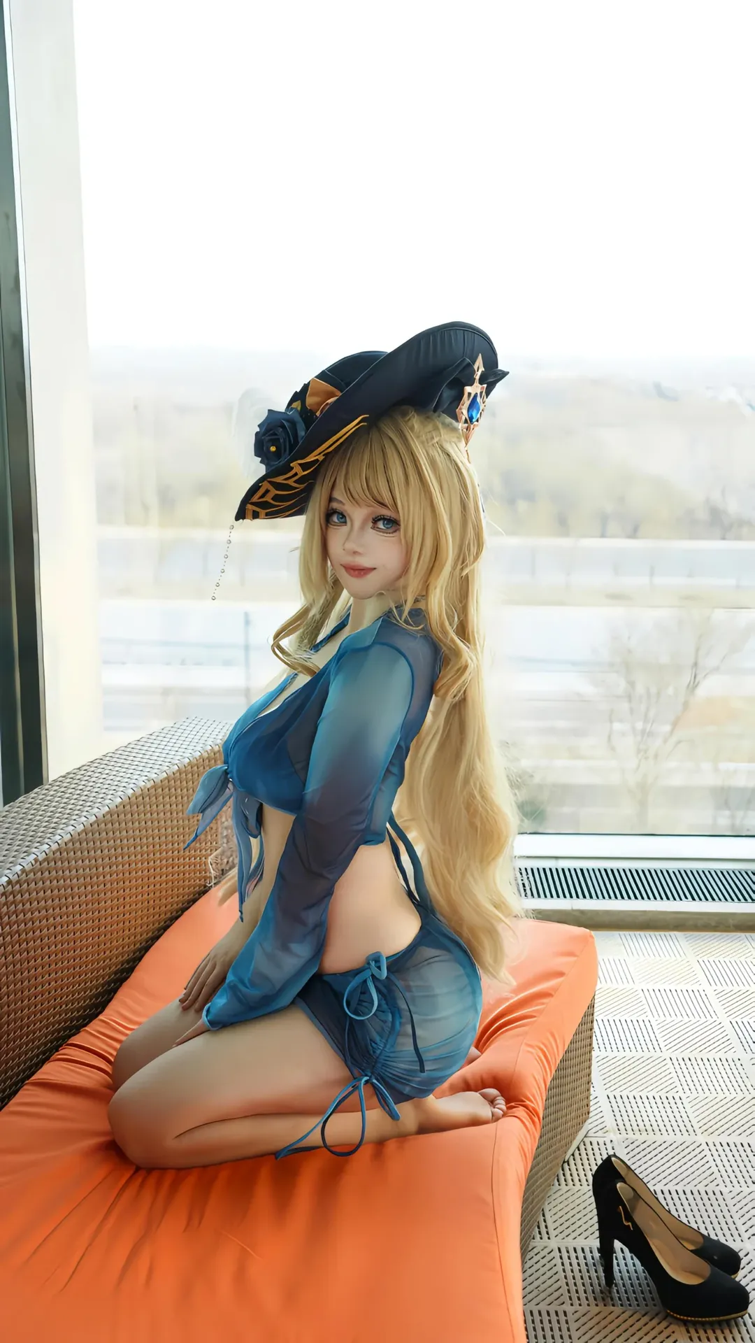 【娜維婭cos】海邊私設的藍色透視泳裝寫真 - 第 3 張